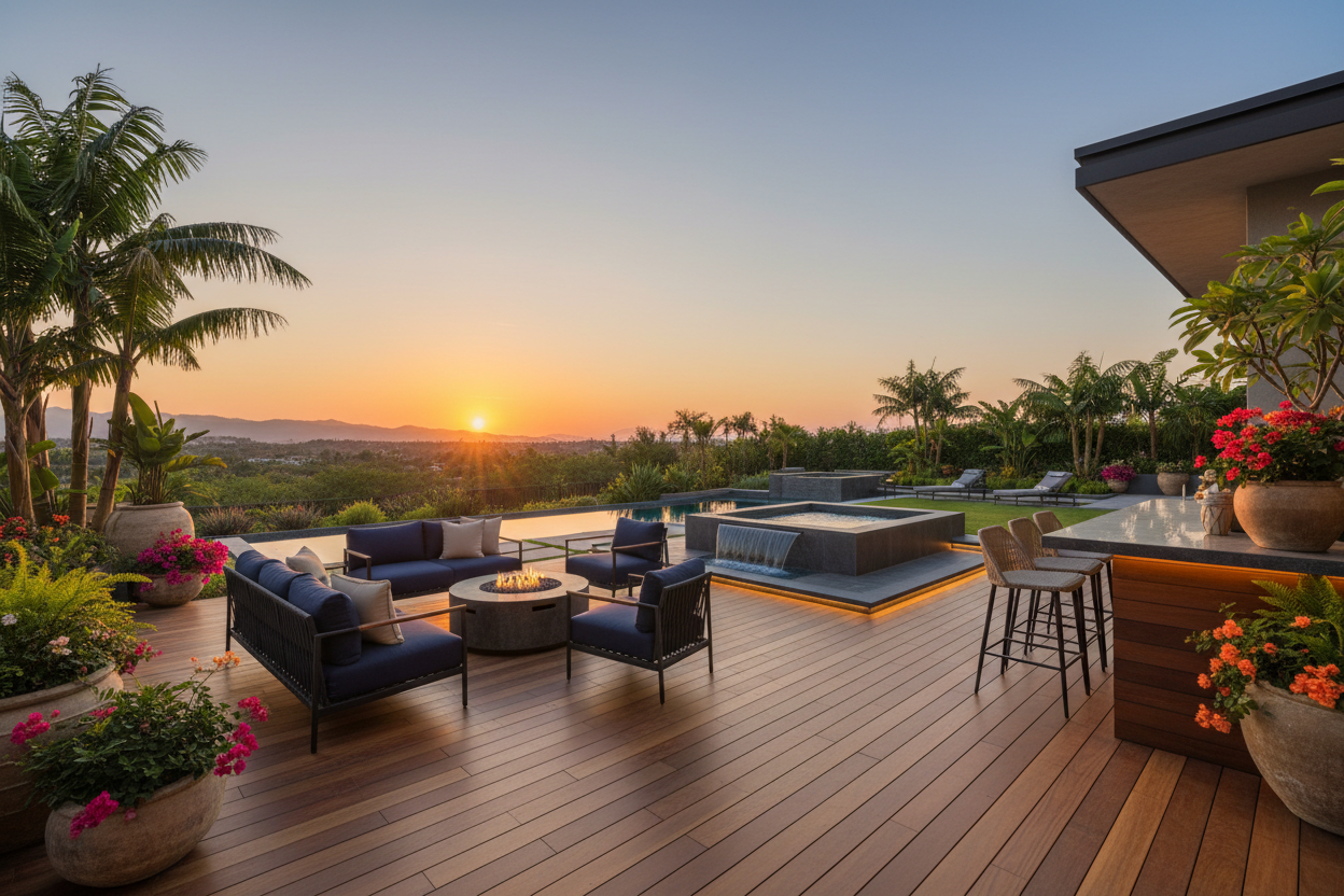 Modern outdoor living scene