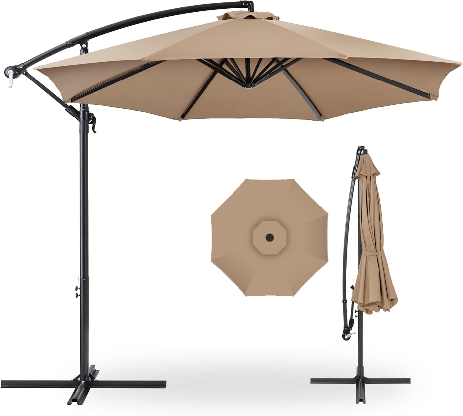10 Ft Offset Patio Umbrella With Easy Tilt Adjustment And 8 Ribs