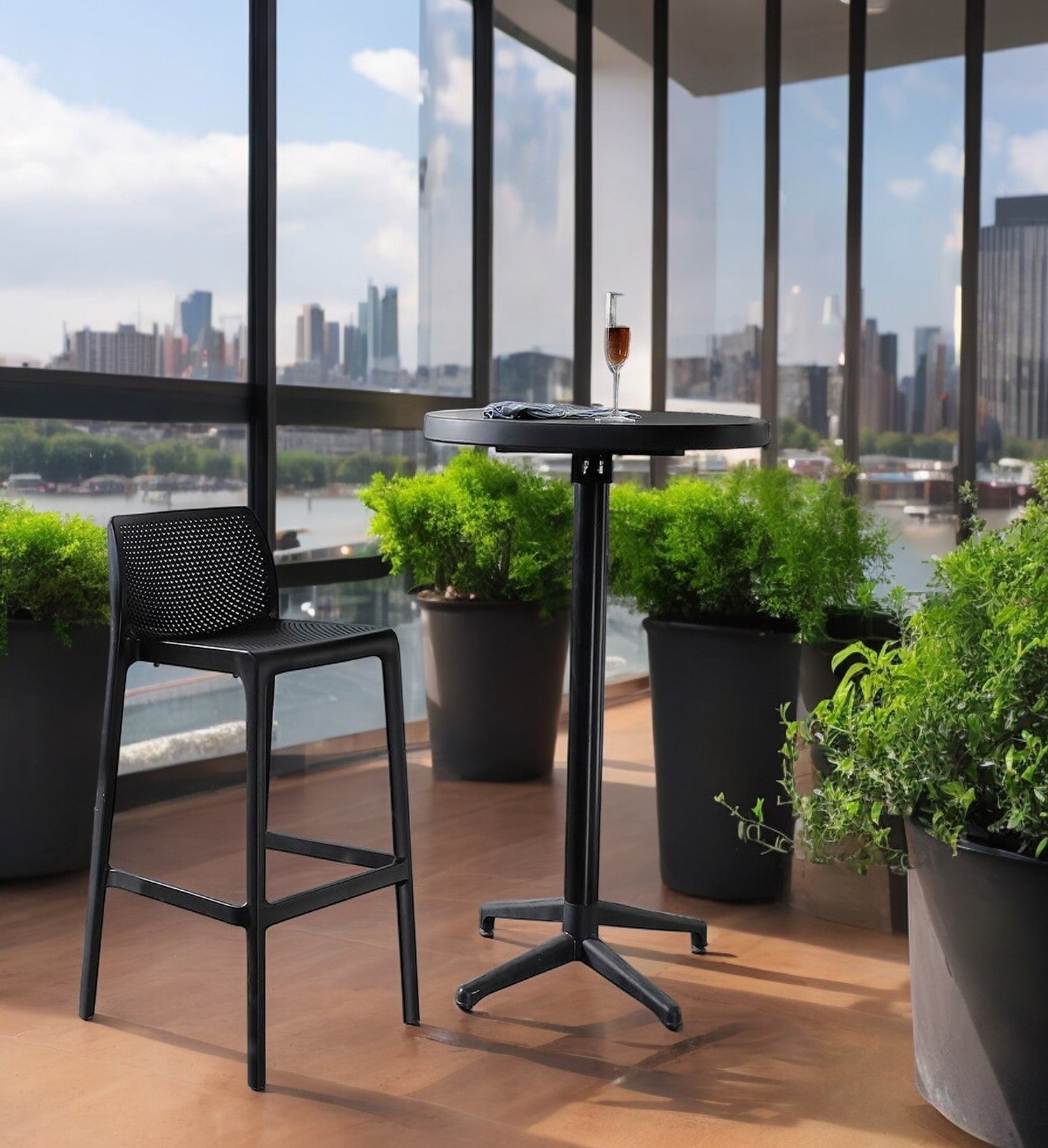 Commercial Grade 29" Outdoor Bar Stool - Set of 4: Netted - Boske.store