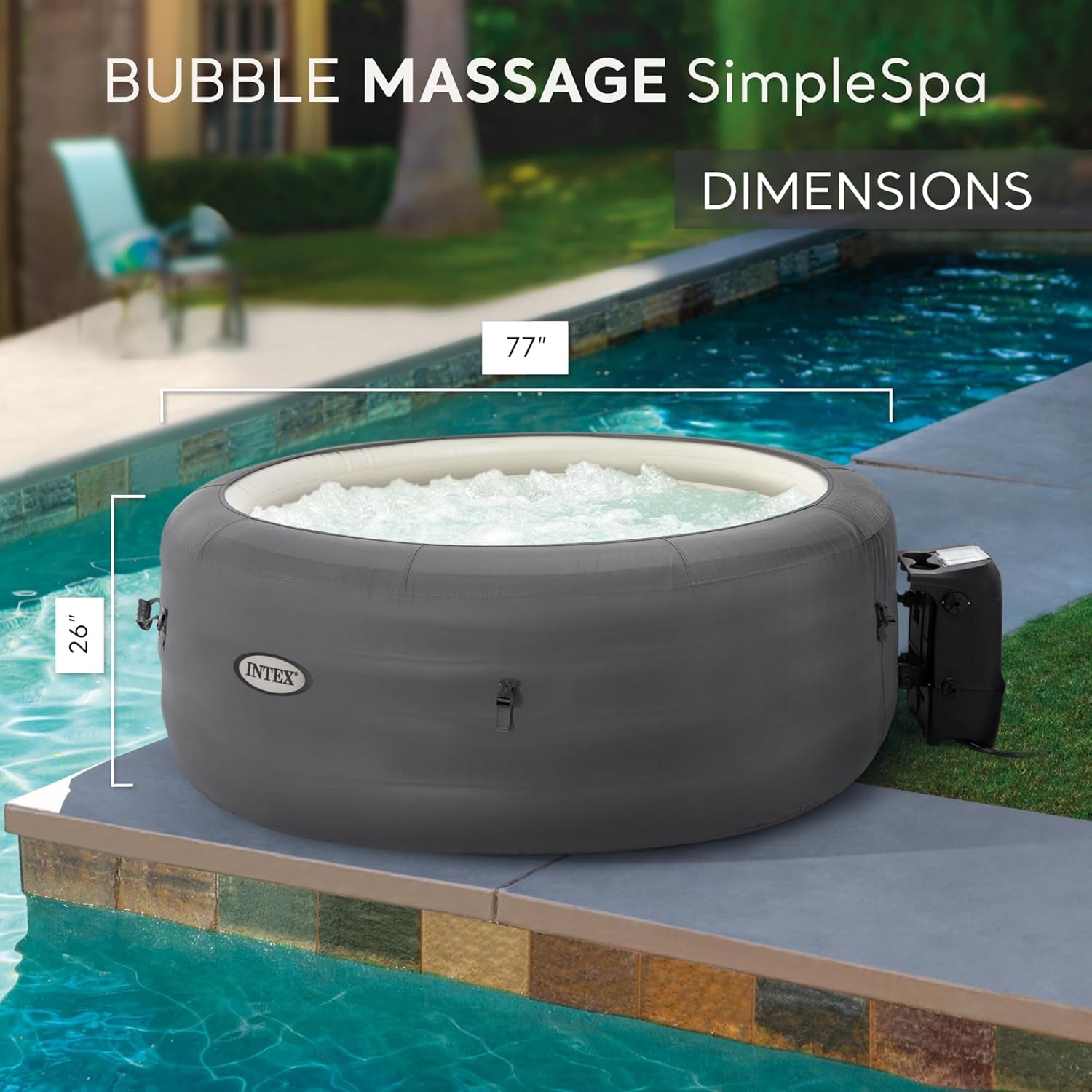Intex SimpleSpa 4 Person Inflatable Hot Tub 77 Inch 100 Jets