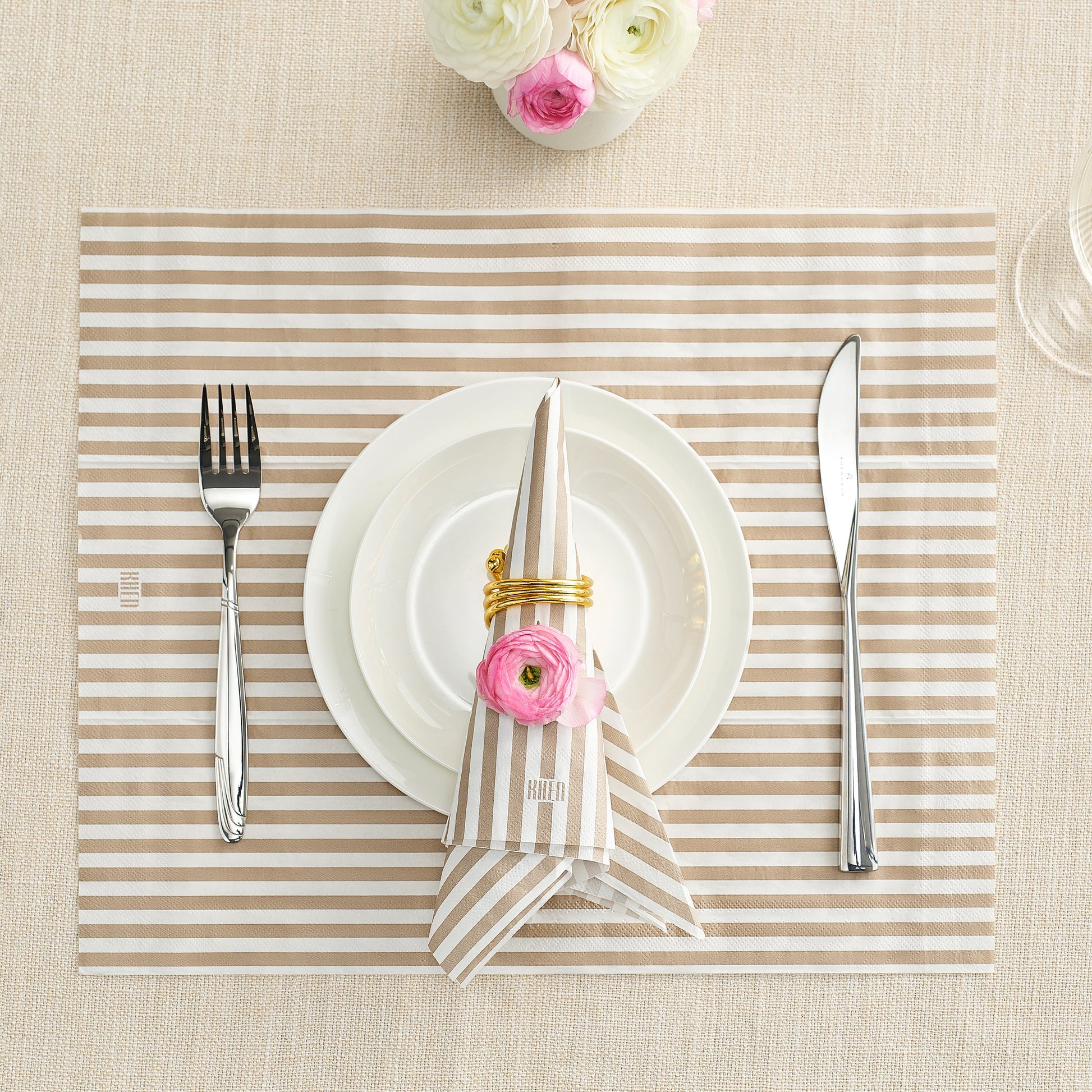 Tonal Striped Disposable Napkin Set in Smoke, 100 Pieces - Boske.store