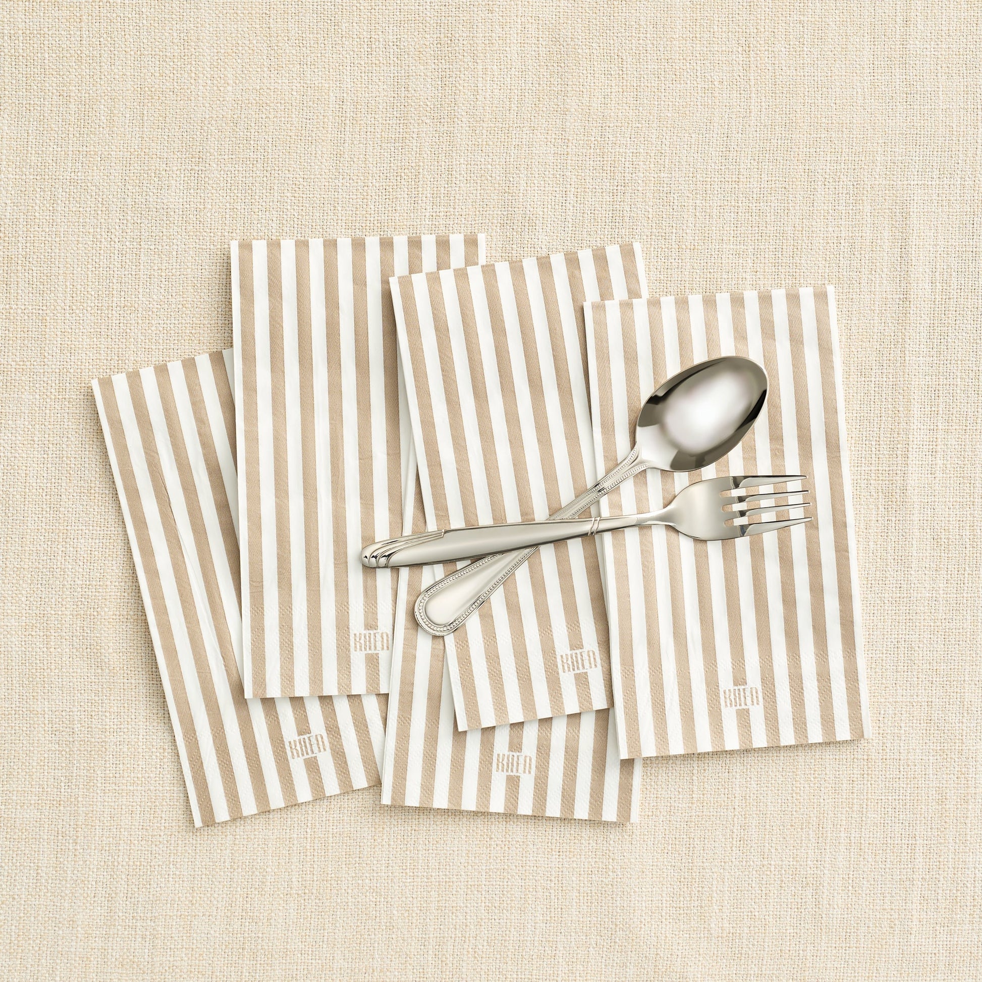 Tonal Striped Disposable Napkin Set in Smoke, 100 Pieces - Boske.store