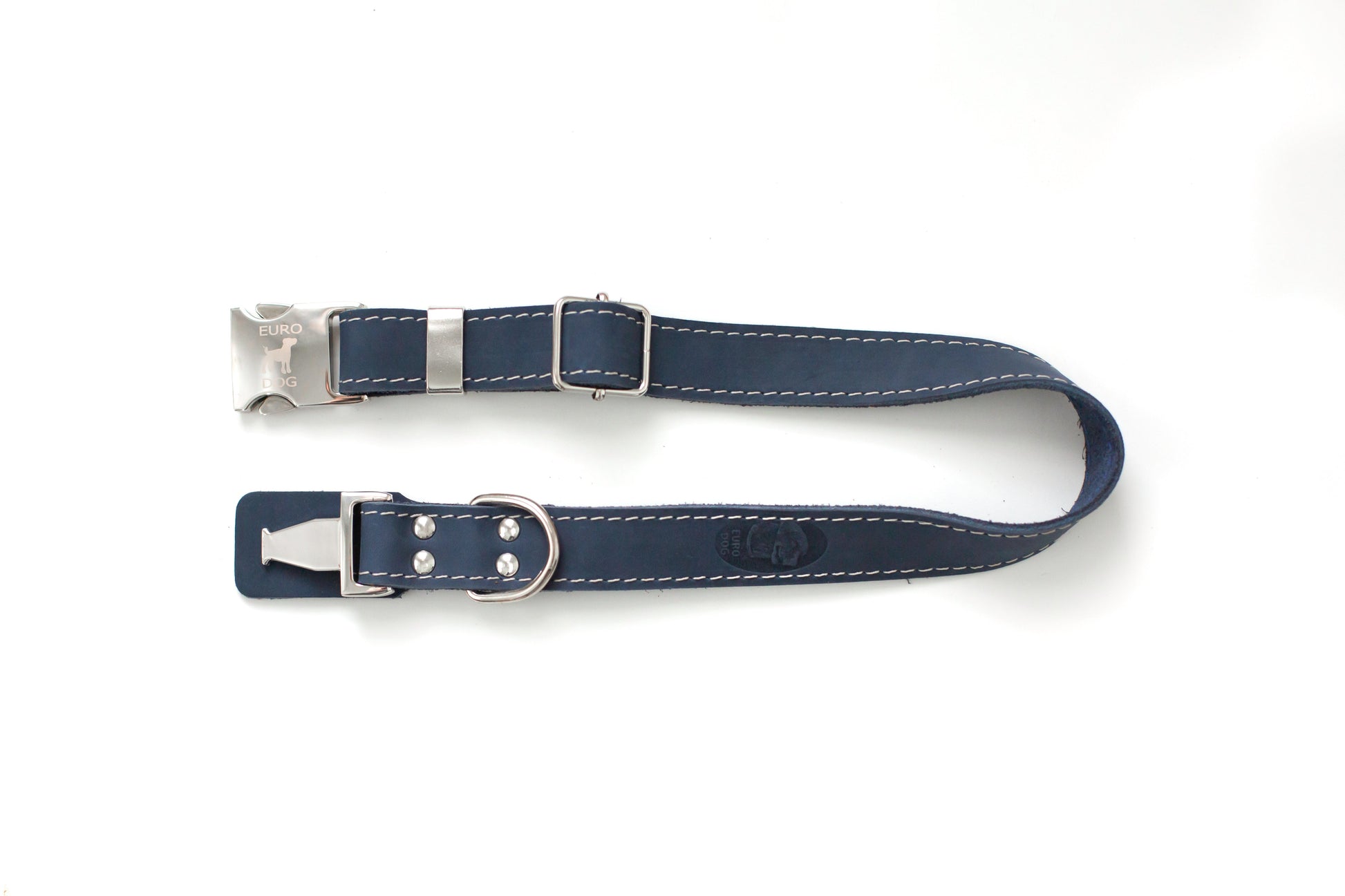 Pro Line Quick - Release Blue Jeans Leather Dog Collar with Metal Buckle - Boske.store