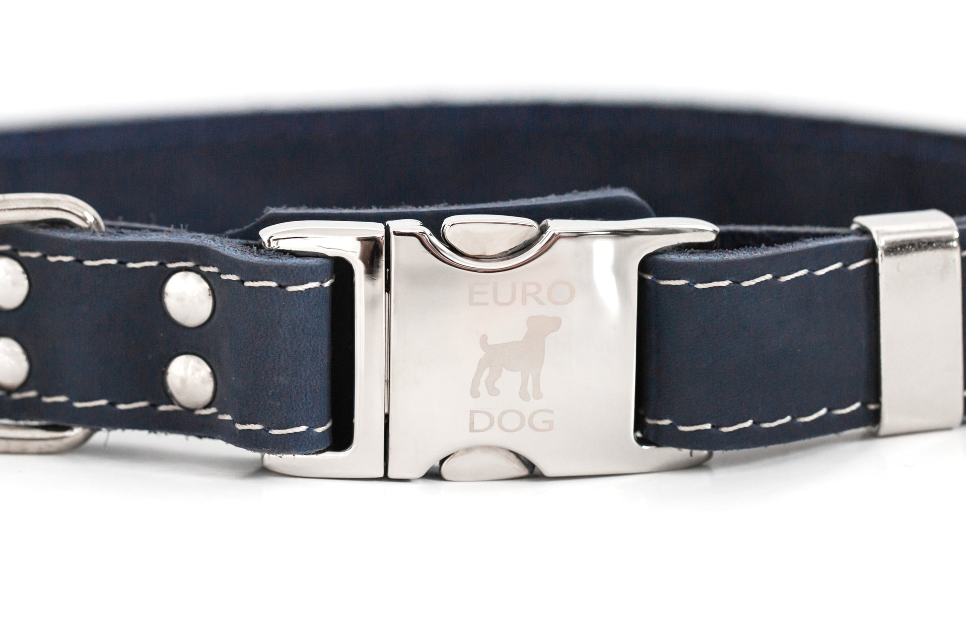 Pro Line Quick - Release Blue Jeans Leather Dog Collar with Metal Buckle - Boske.store