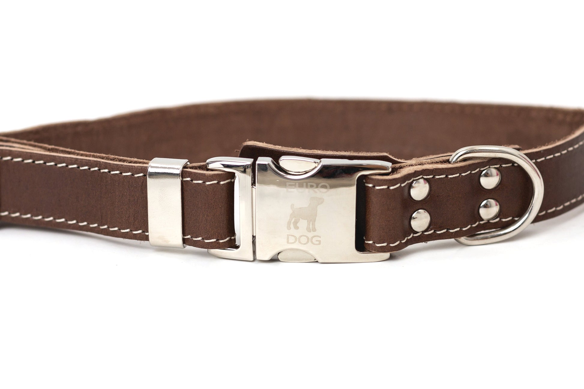 Pro Line Quick - Release Chocolate Leather Dog Collar with Metal Buckle - Boske.store