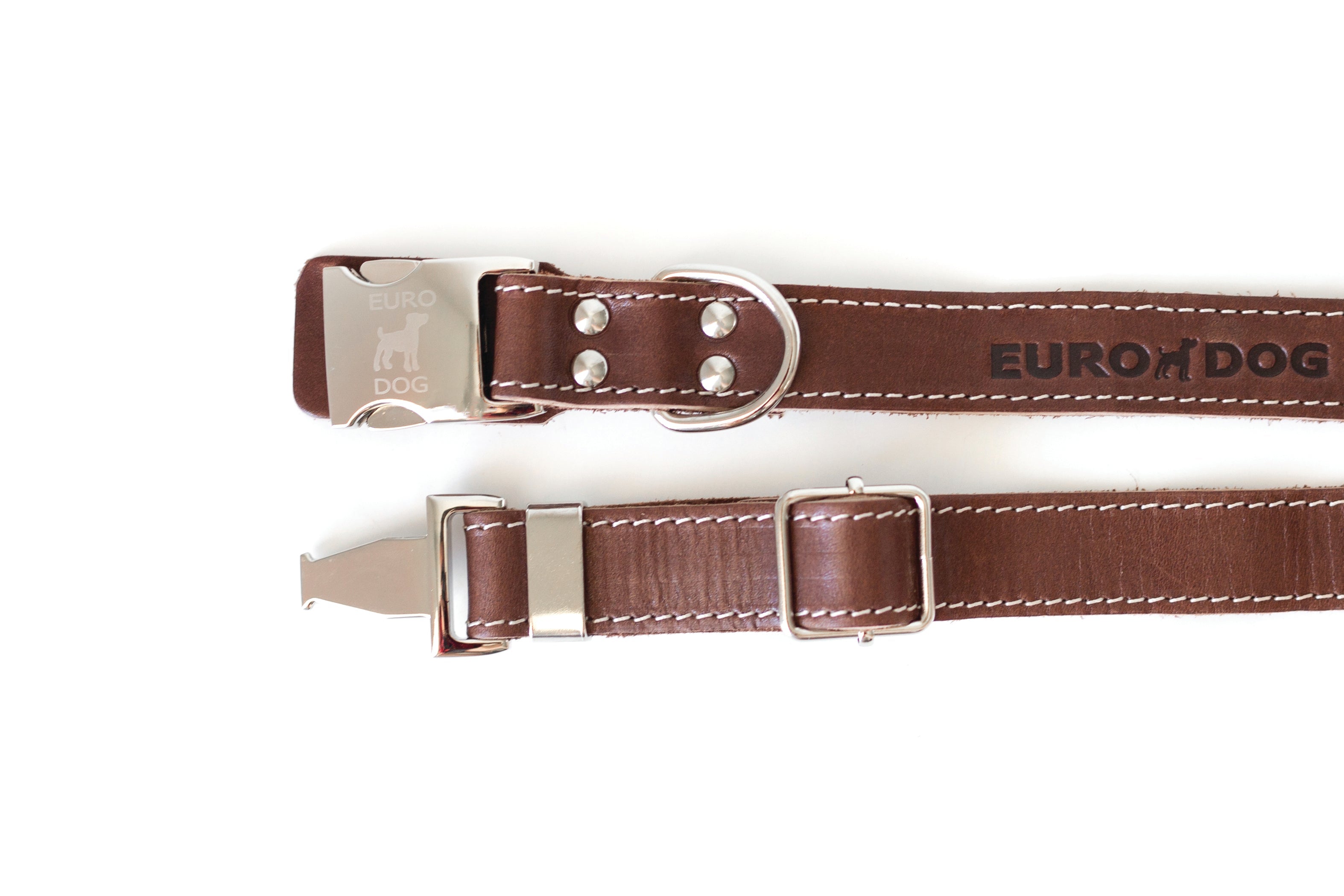 Pro Line Quick - Release Chocolate Leather Dog Collar with Metal Buckle - Boske.store