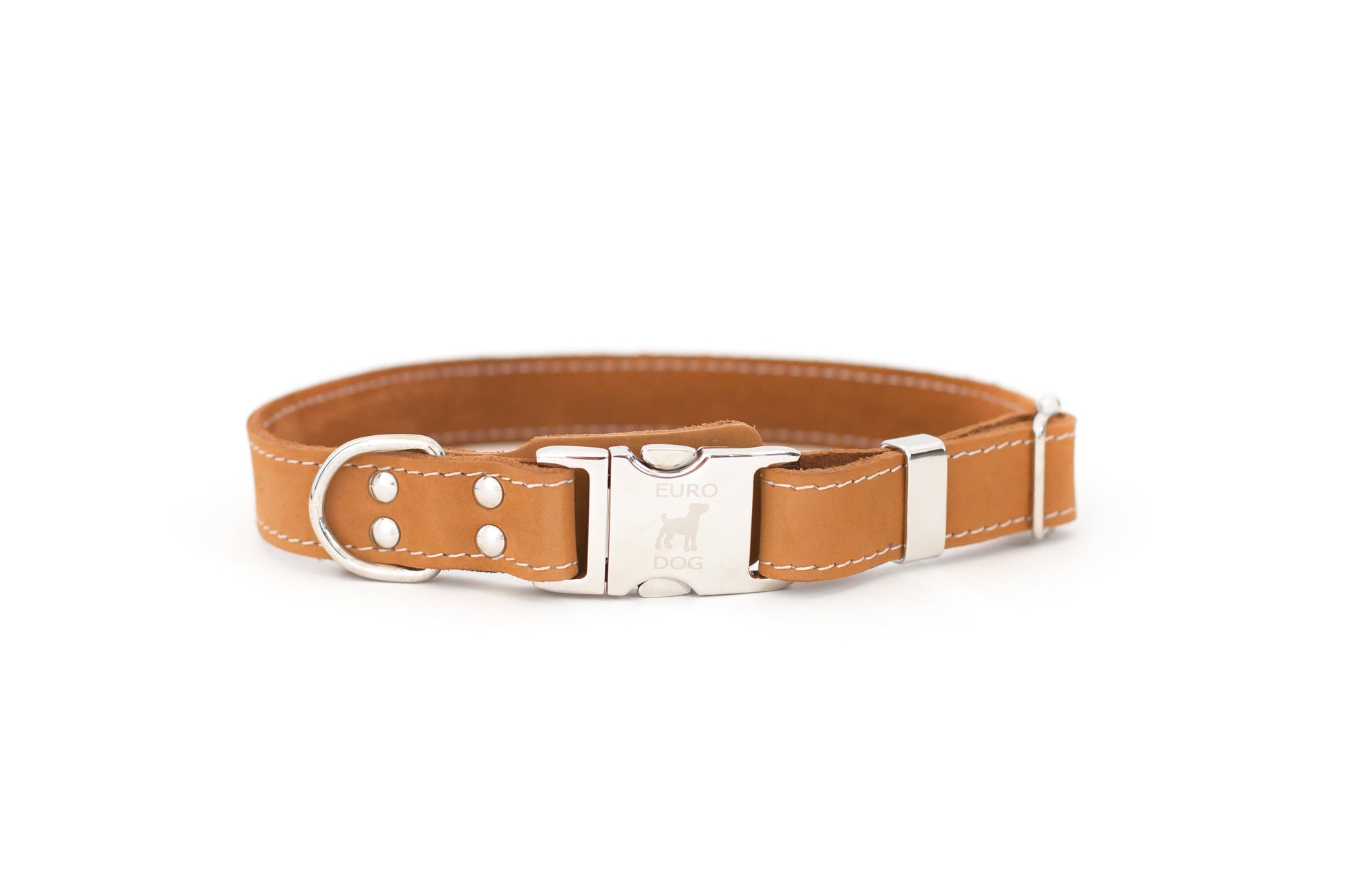 Pro Line Quick - Release Khaki Leather Dog Collar with Metal Buckle - Boske.store