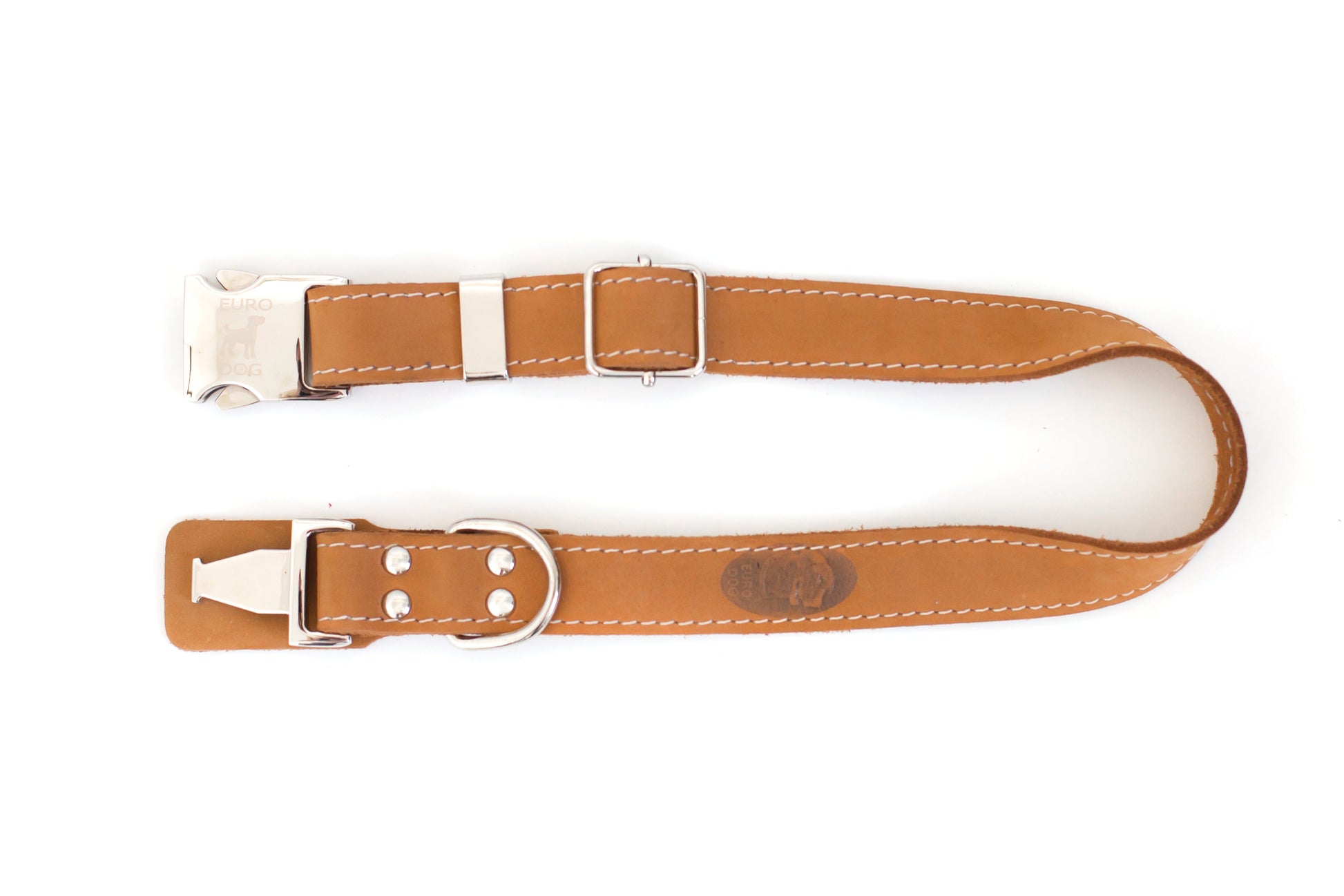 Pro Line Quick - Release Khaki Leather Dog Collar with Metal Buckle - Boske.store