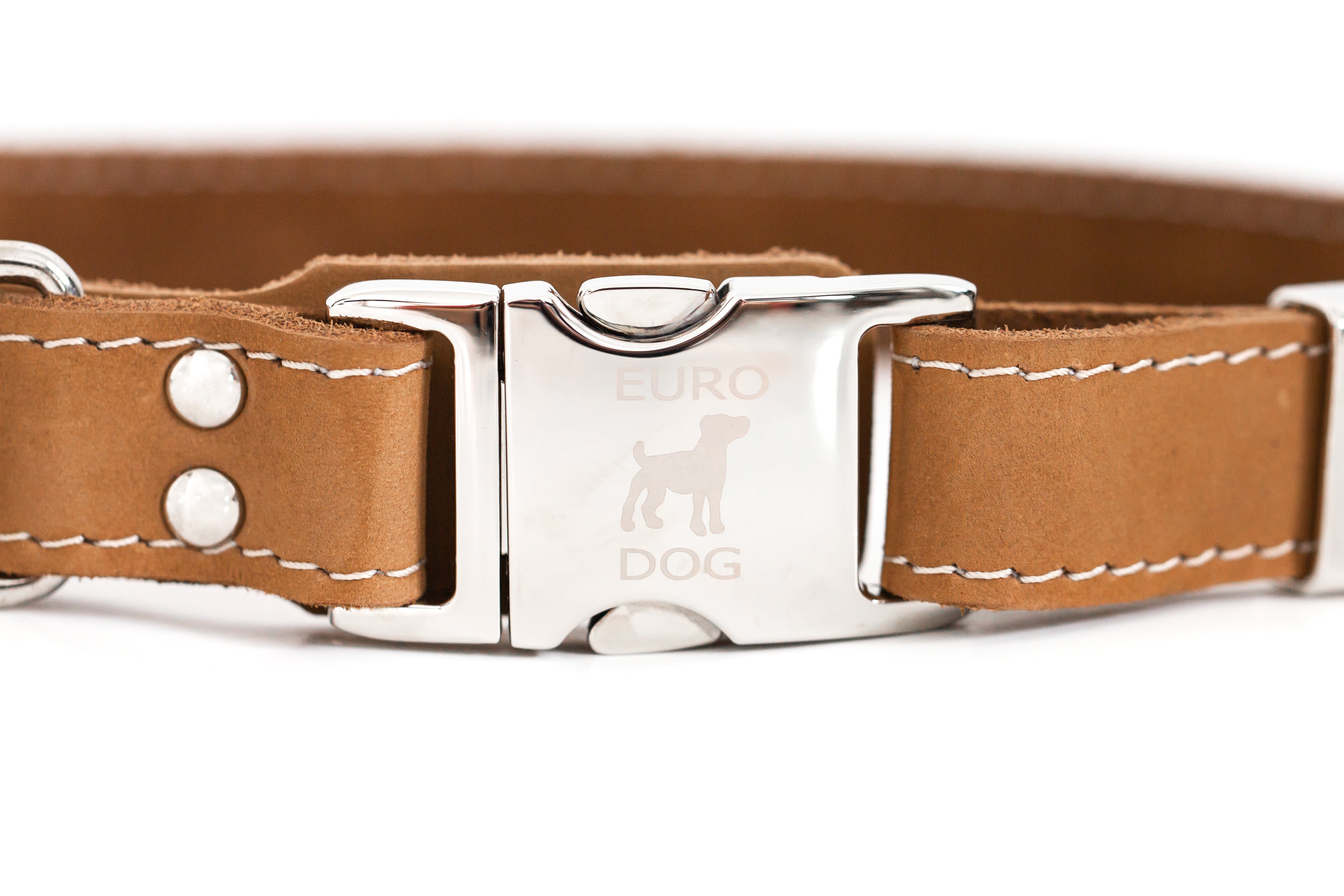 Pro Line Quick - Release Khaki Leather Dog Collar with Metal Buckle - Boske.store