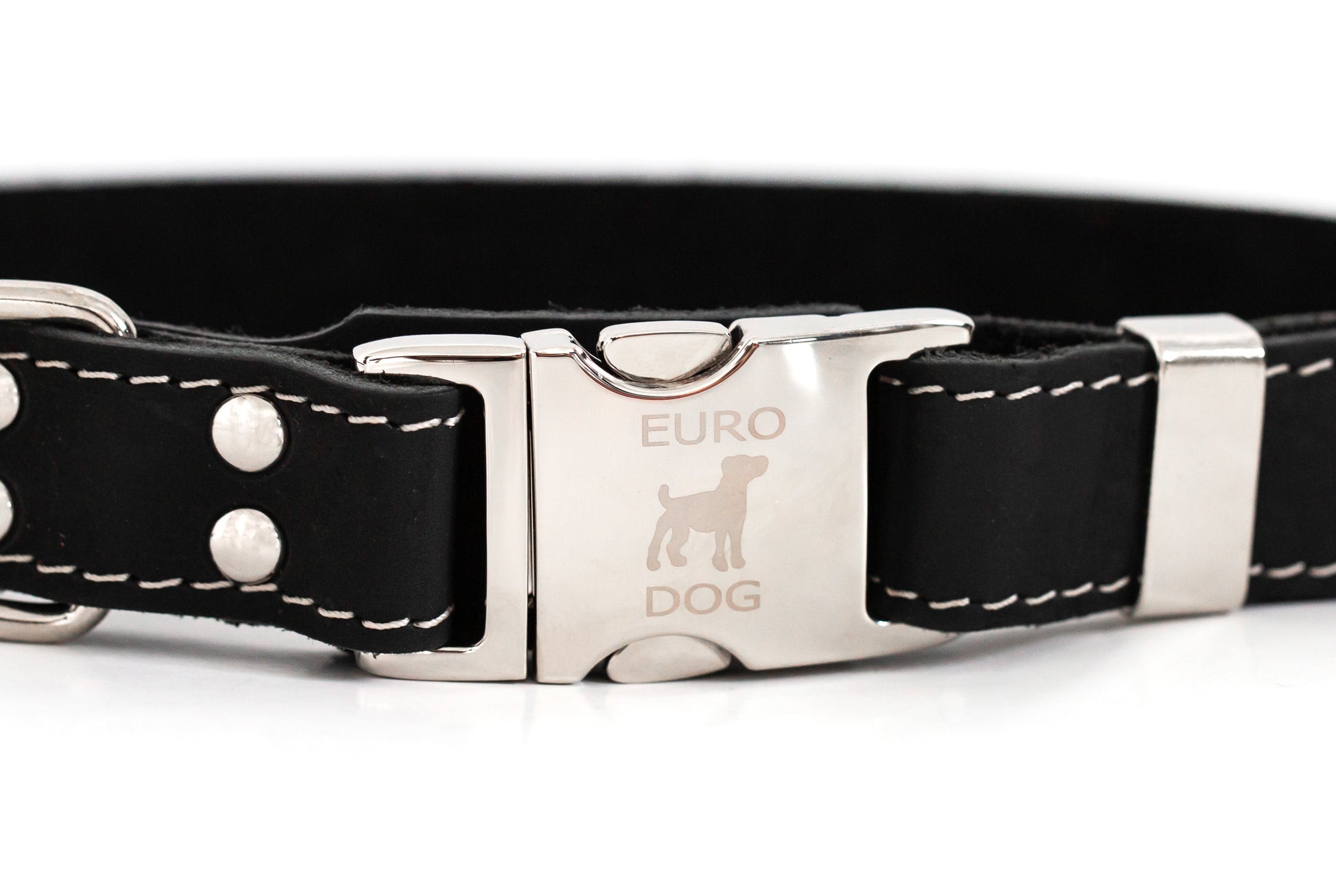 Bestseller Quick - Release Midnight Black Leather Dog Collar with Metal Buckle - Boske.store