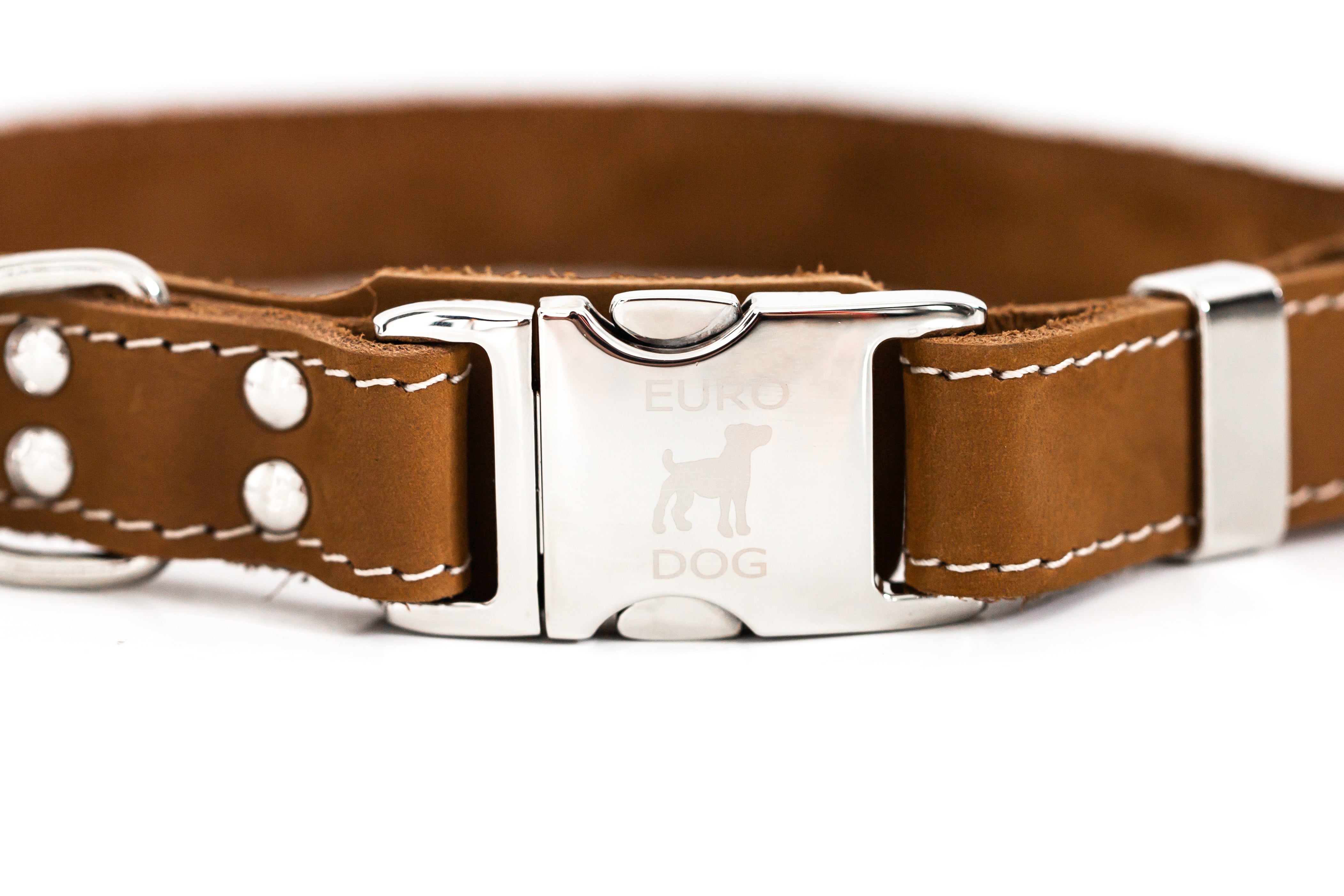 Pro Line Quick - Release Earth Brown Leather Dog Collar with Metal Buckle - Boske.store