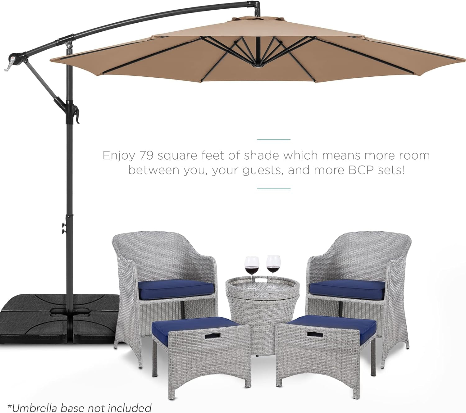 10 Ft Offset Patio Umbrella With Easy Tilt Adjustment And 8 Ribs