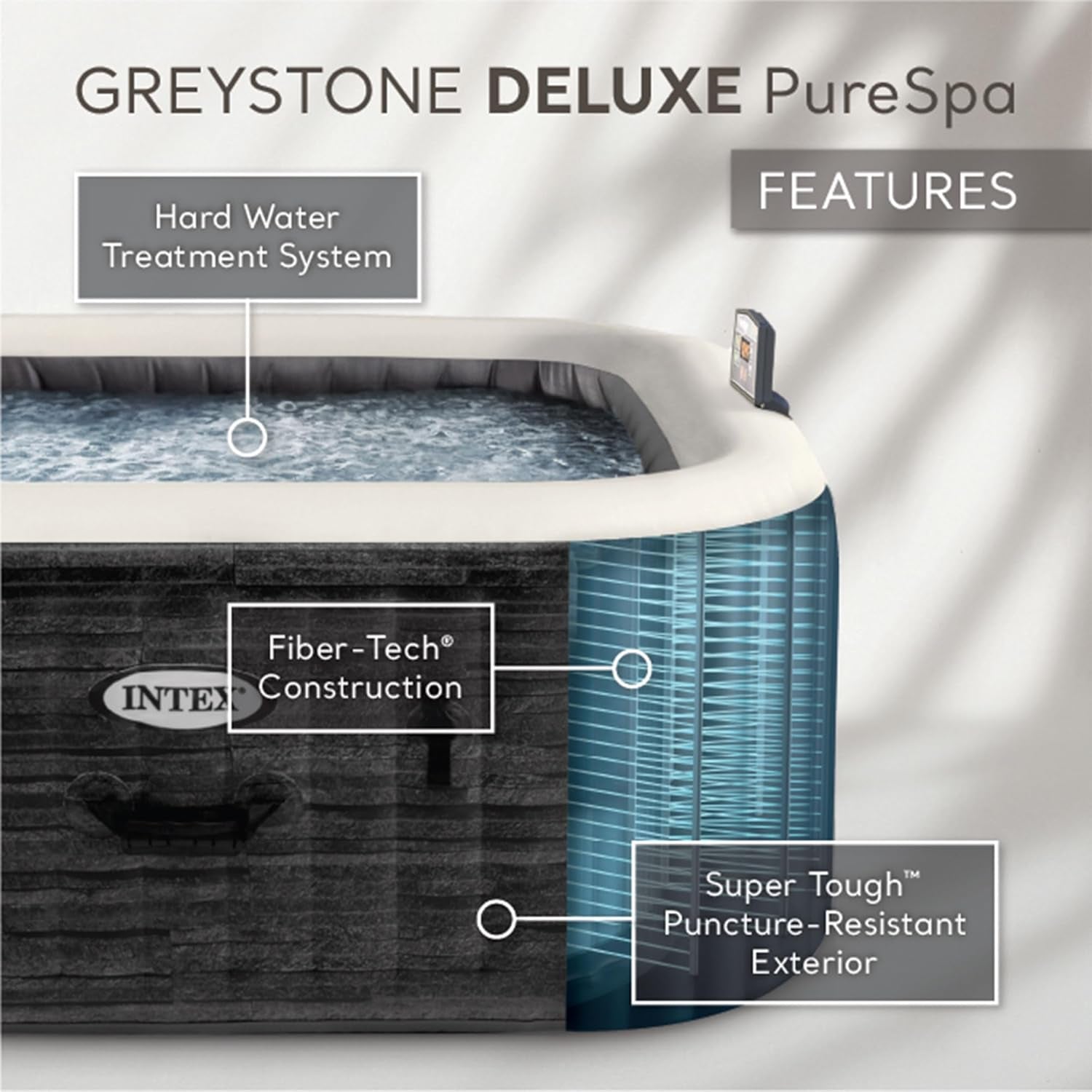 Purespa Plus Greystone 4-Person Inflatable Hot Tub with Jets