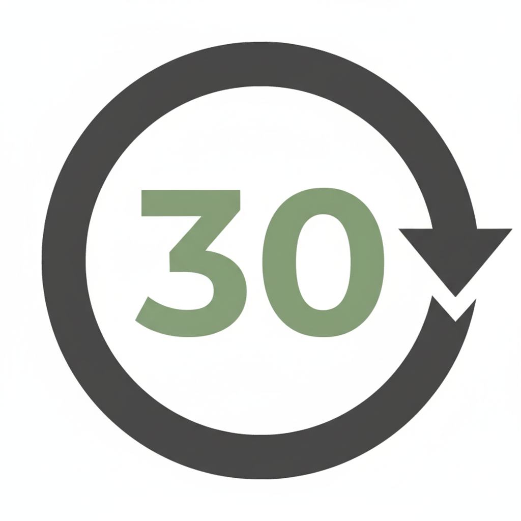 30 days return icon with green number