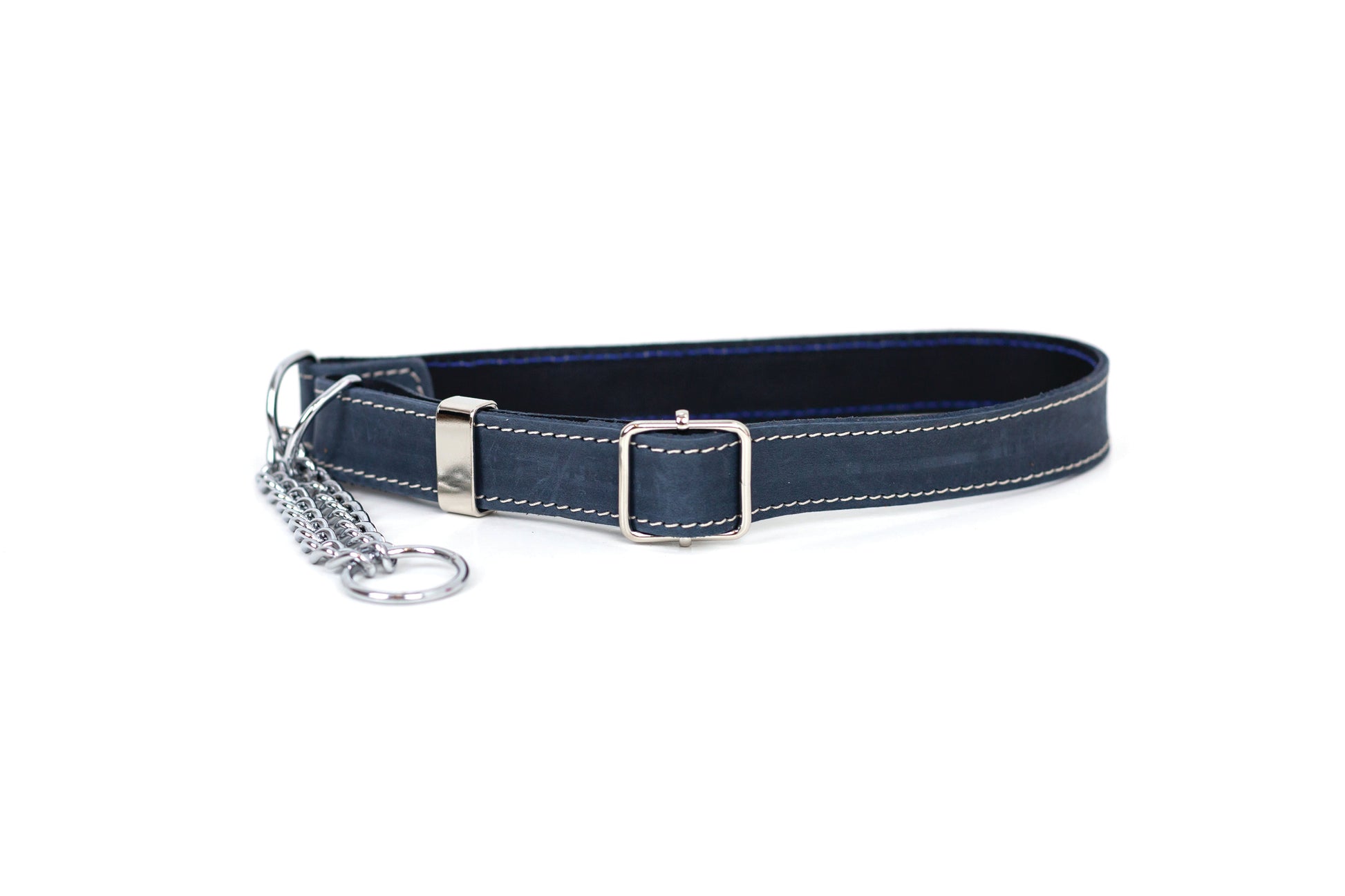 Martingale Blue Jeans Leather Dog Collar - Boske.store