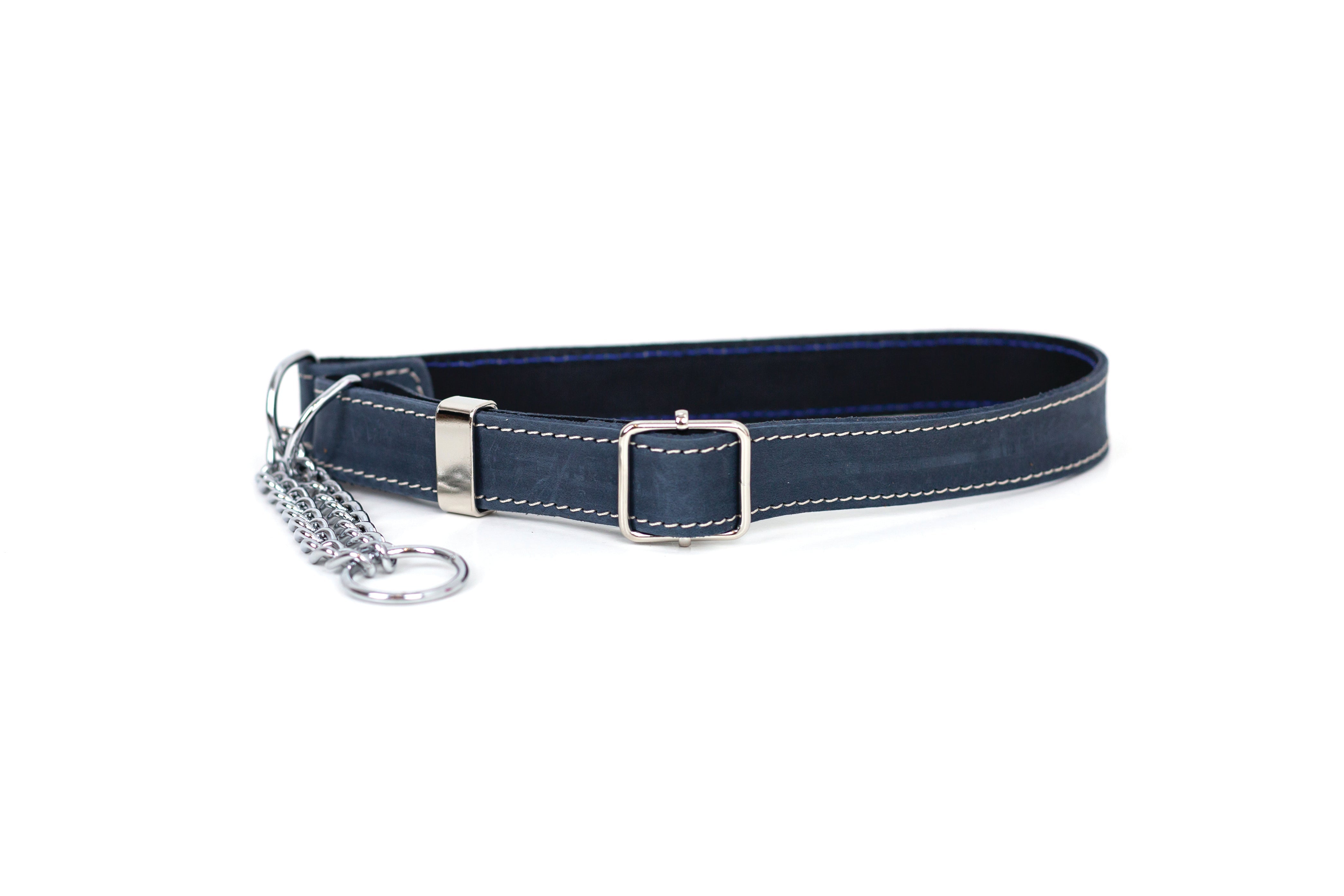 Martingale Blue Jeans Leather Dog Collar - Boske.store