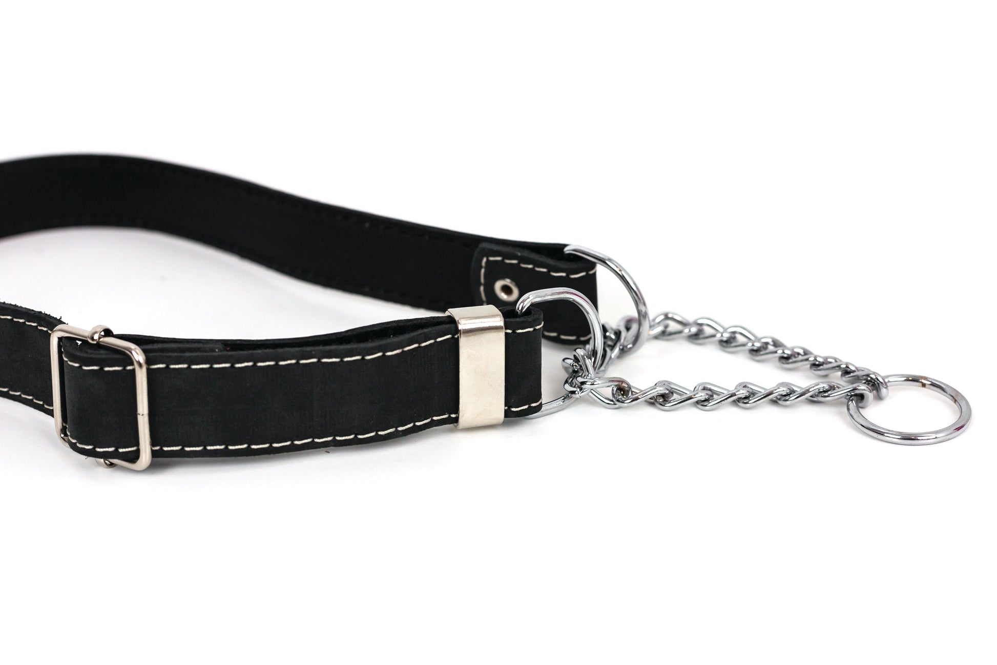 Martingale Midnight Black Leather Dog Collar - Boske.store