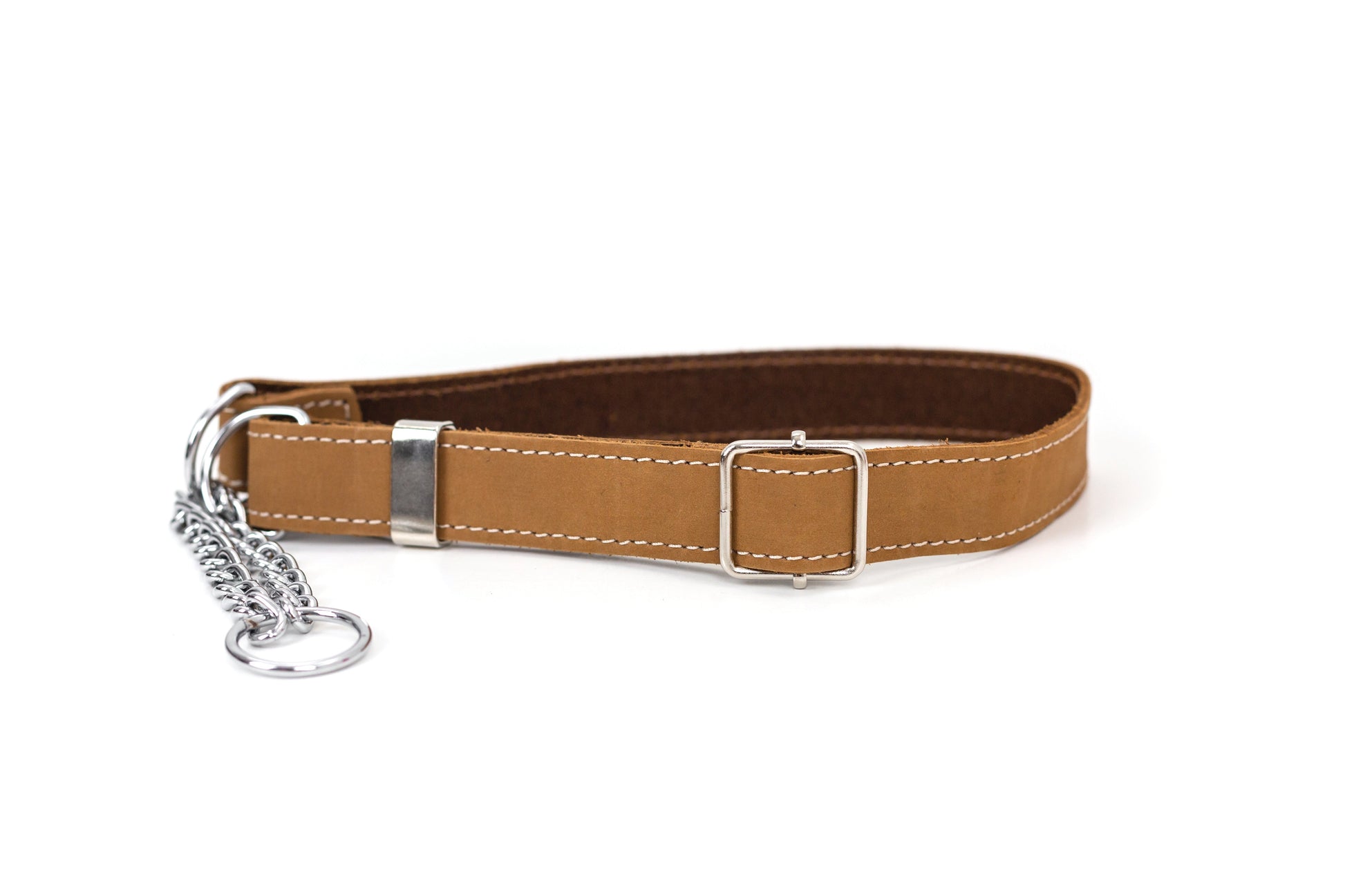 Martingale Khaki Leather Dog Collar - Boske.store