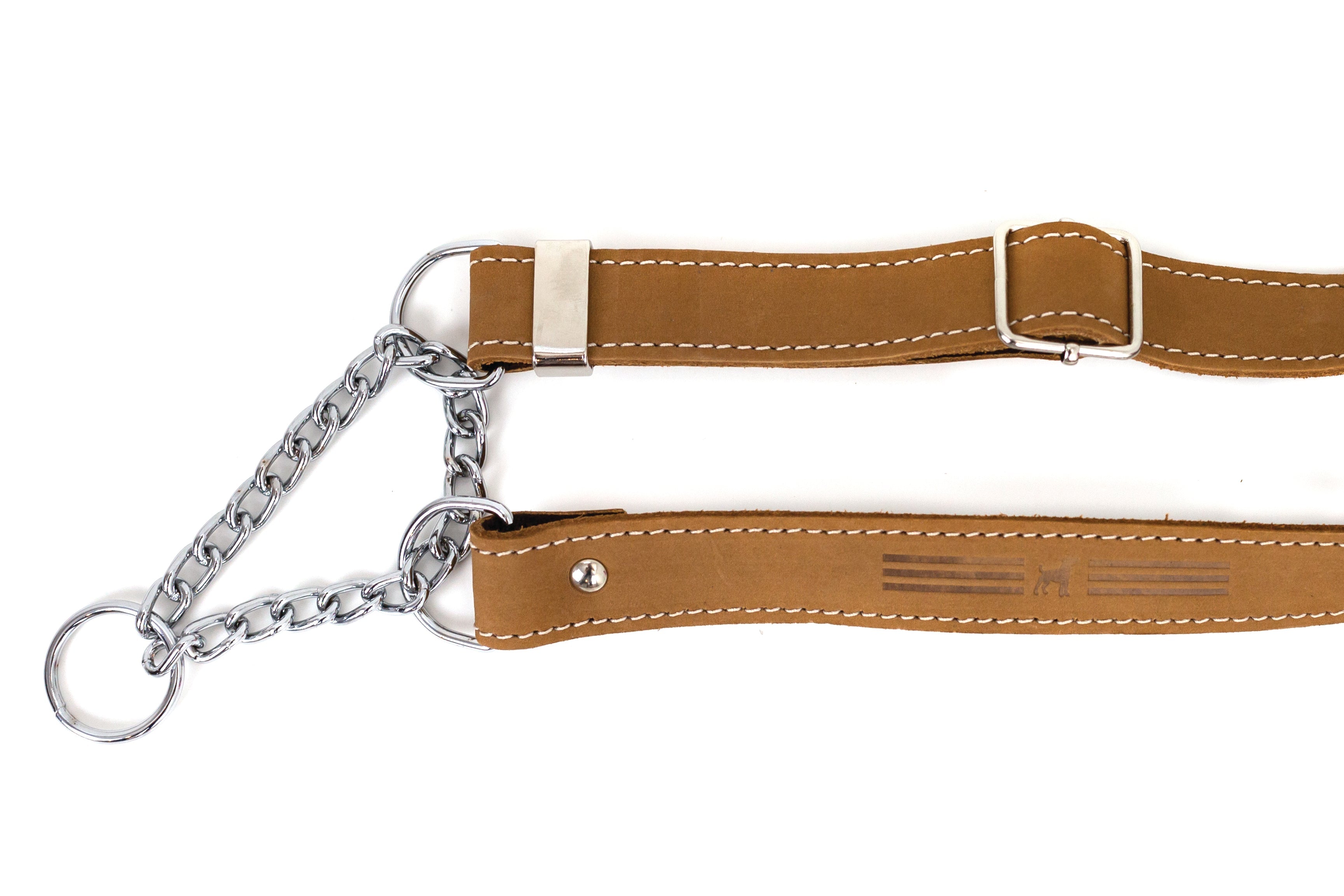 Martingale Khaki Leather Dog Collar - Boske.store