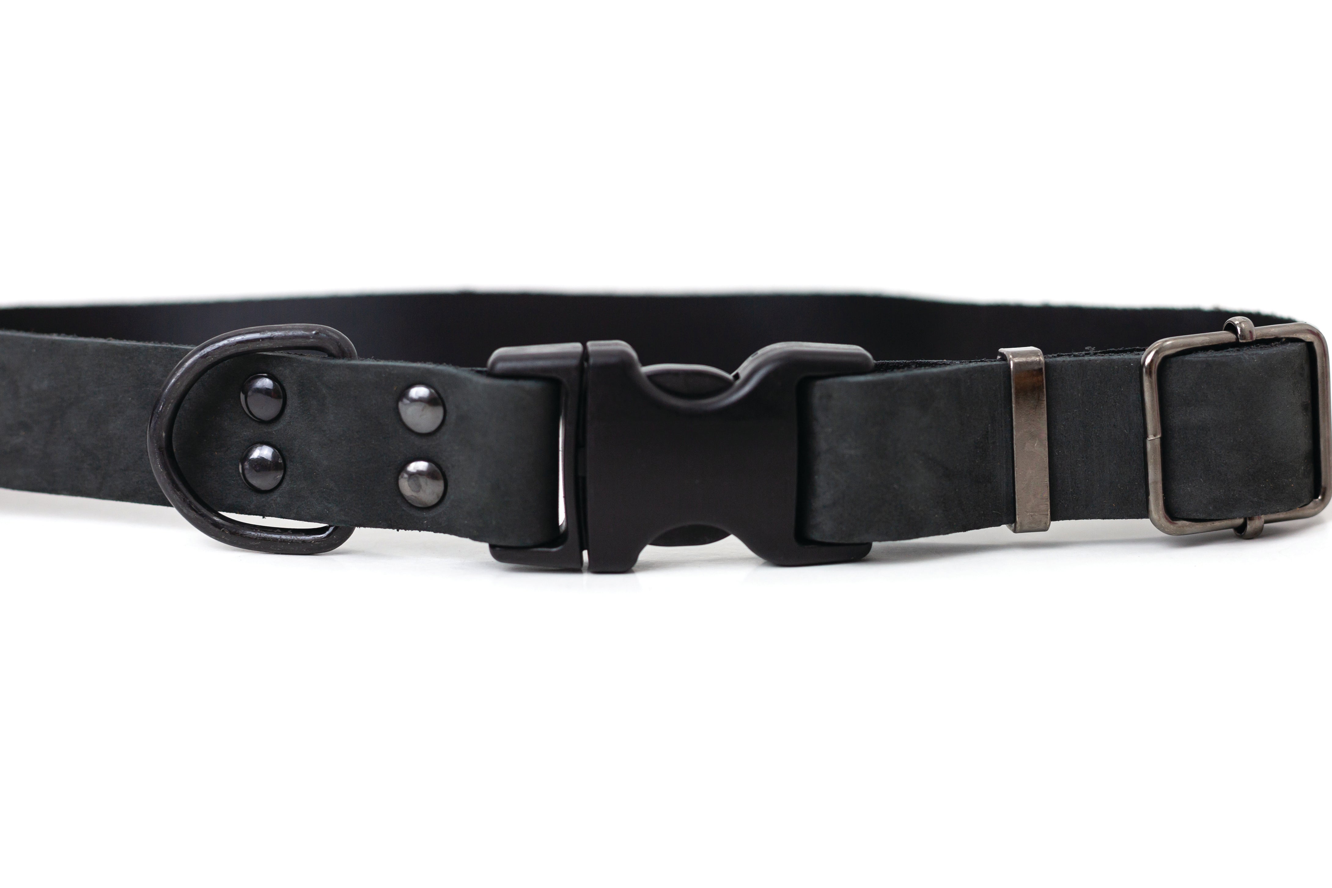 Sport Style Midnight Black Leather Dog Collar - Boske.store