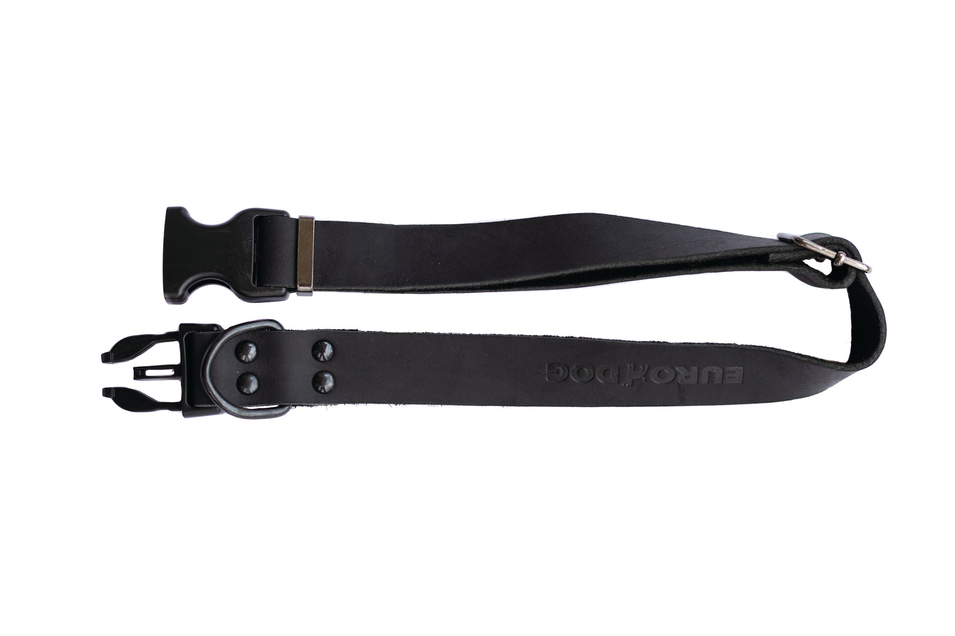 Sport Style Midnight Black Leather Dog Collar - Boske.store
