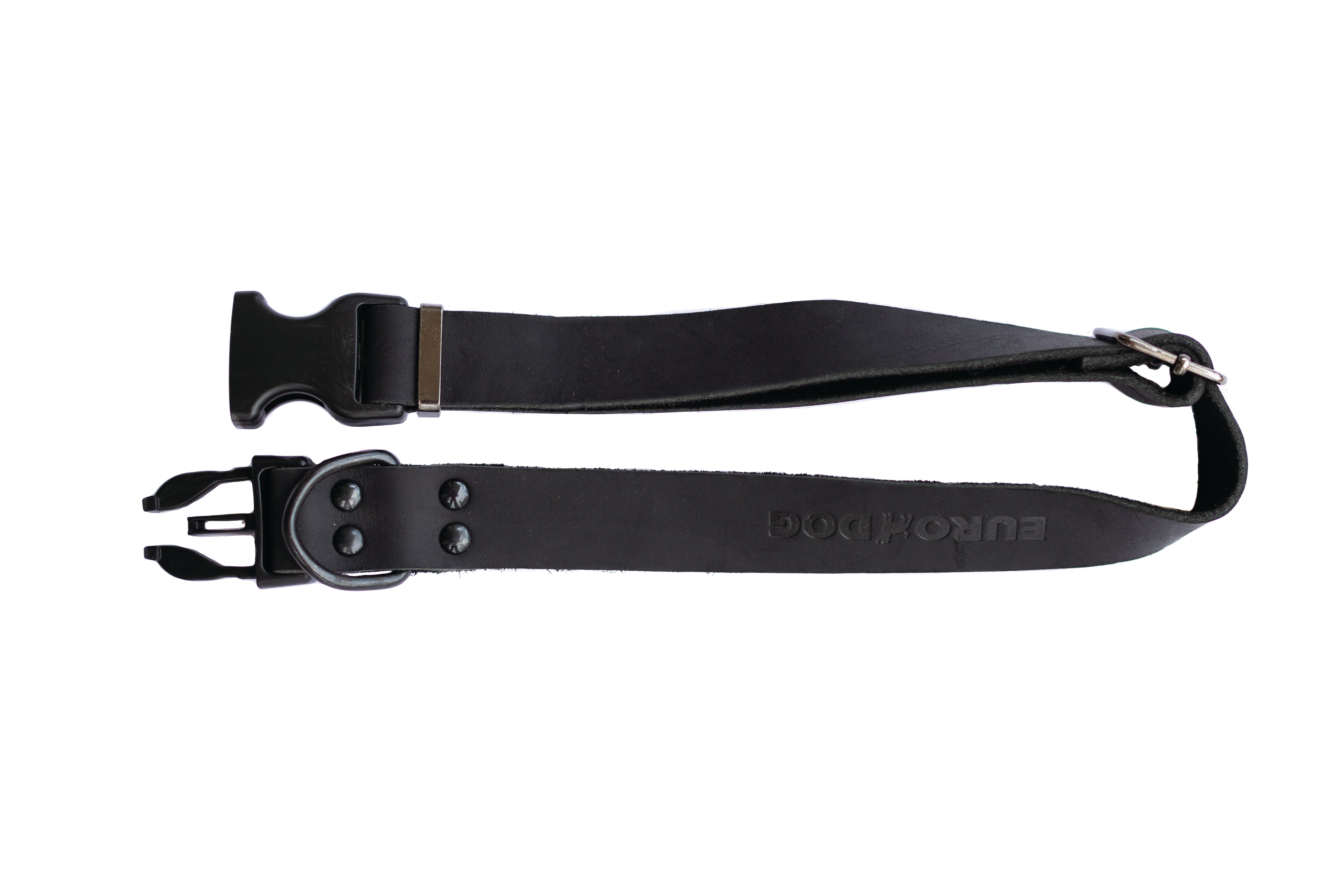 Sport Style Midnight Black Leather Dog Collar - Boske.store