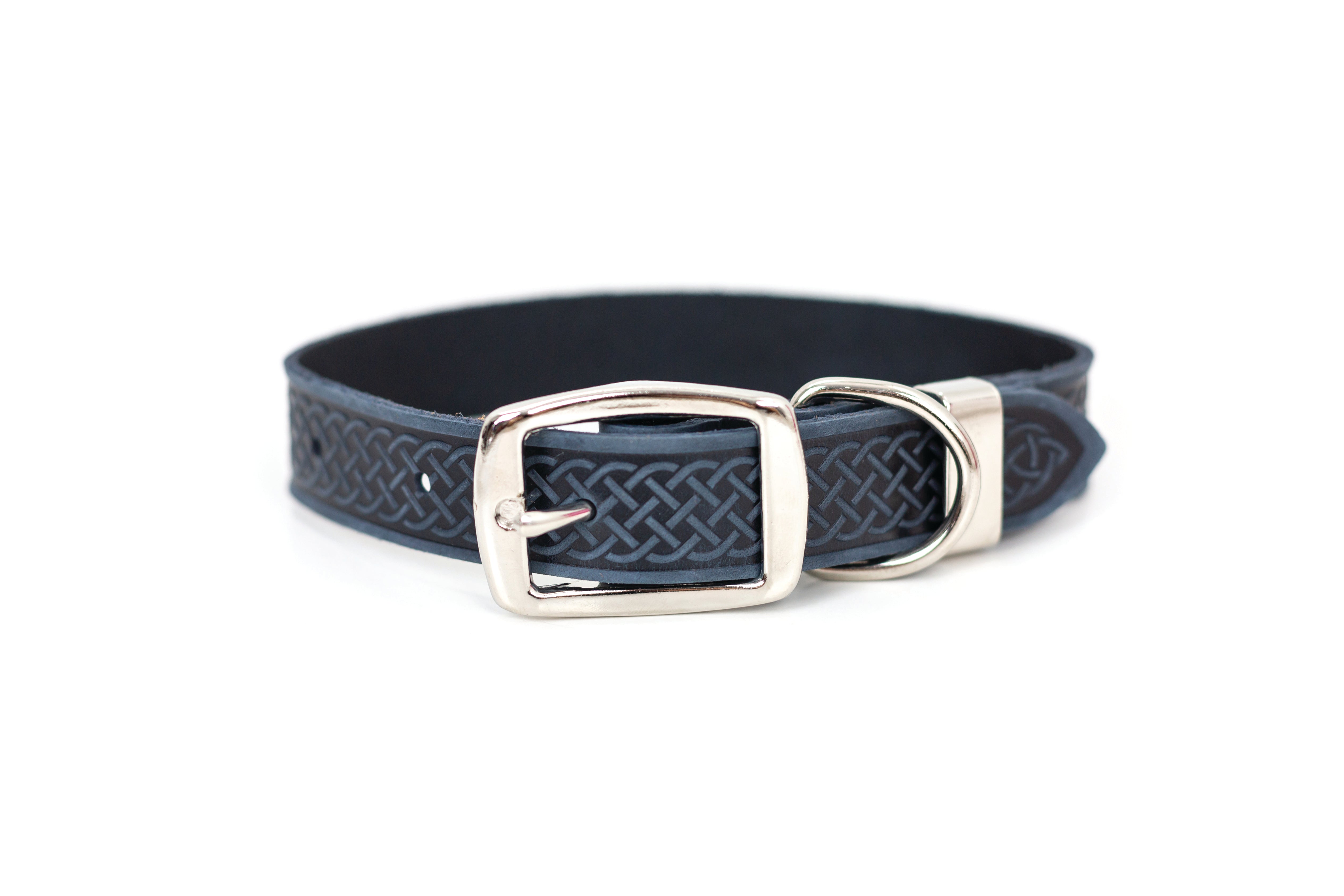 Celtic Double Buckle Style Leather Dog Collar - Boske.store