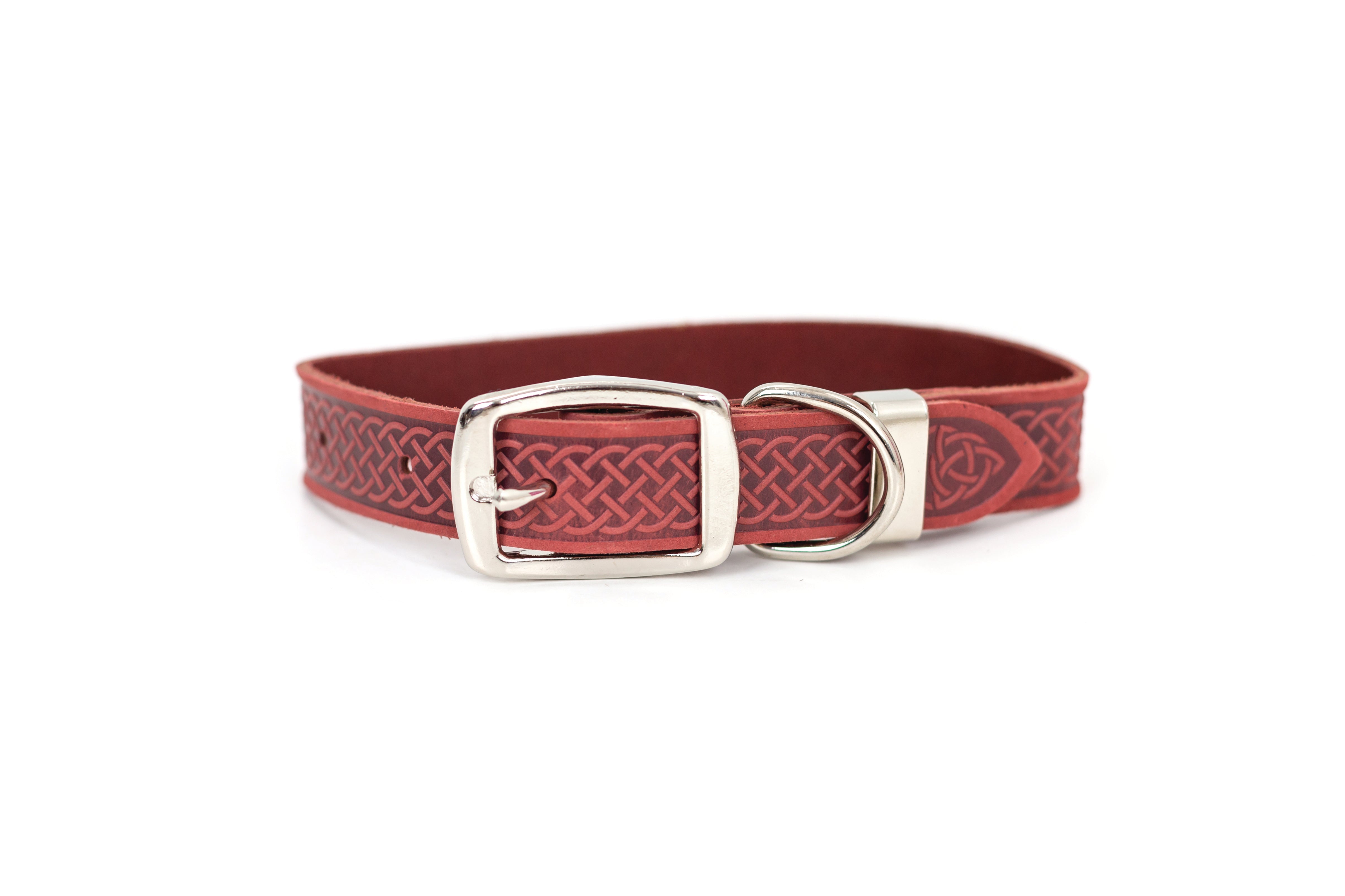 Celtic Double Buckle Style Leather Dog Collar - Boske.store