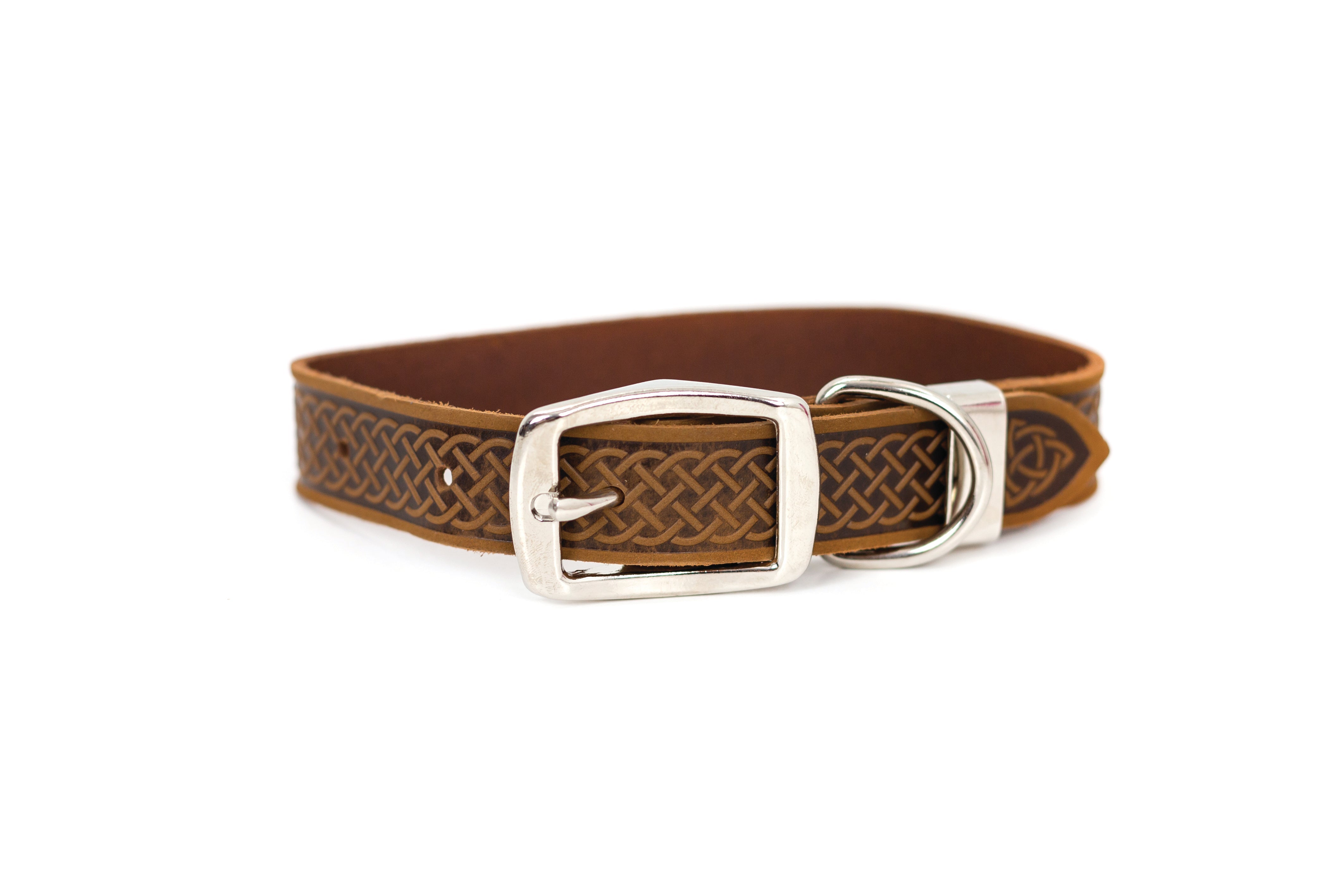 Celtic Double Buckle Style Leather Dog Collar - Boske.store