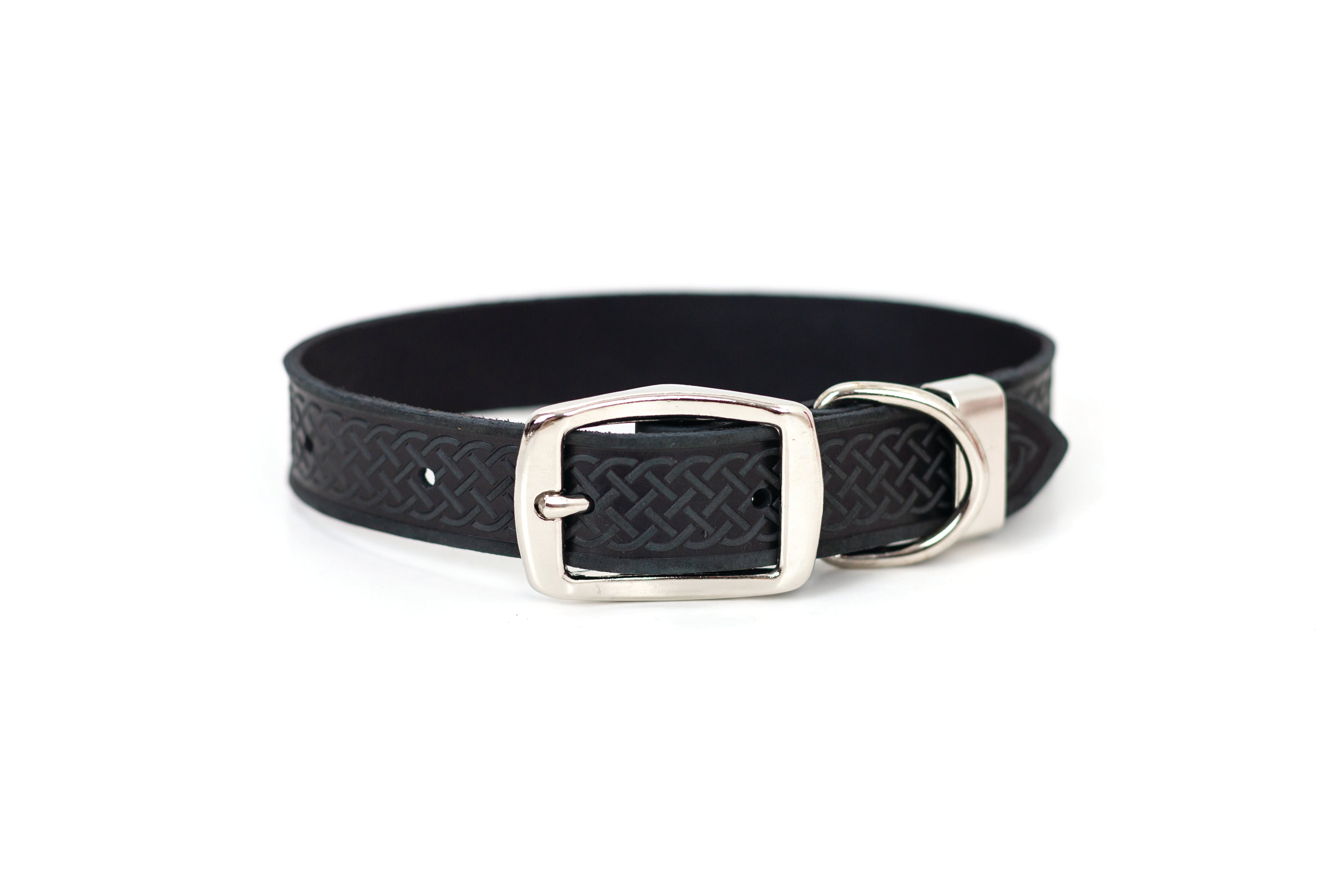 Celtic Double Buckle Style Leather Dog Collar - Boske.store