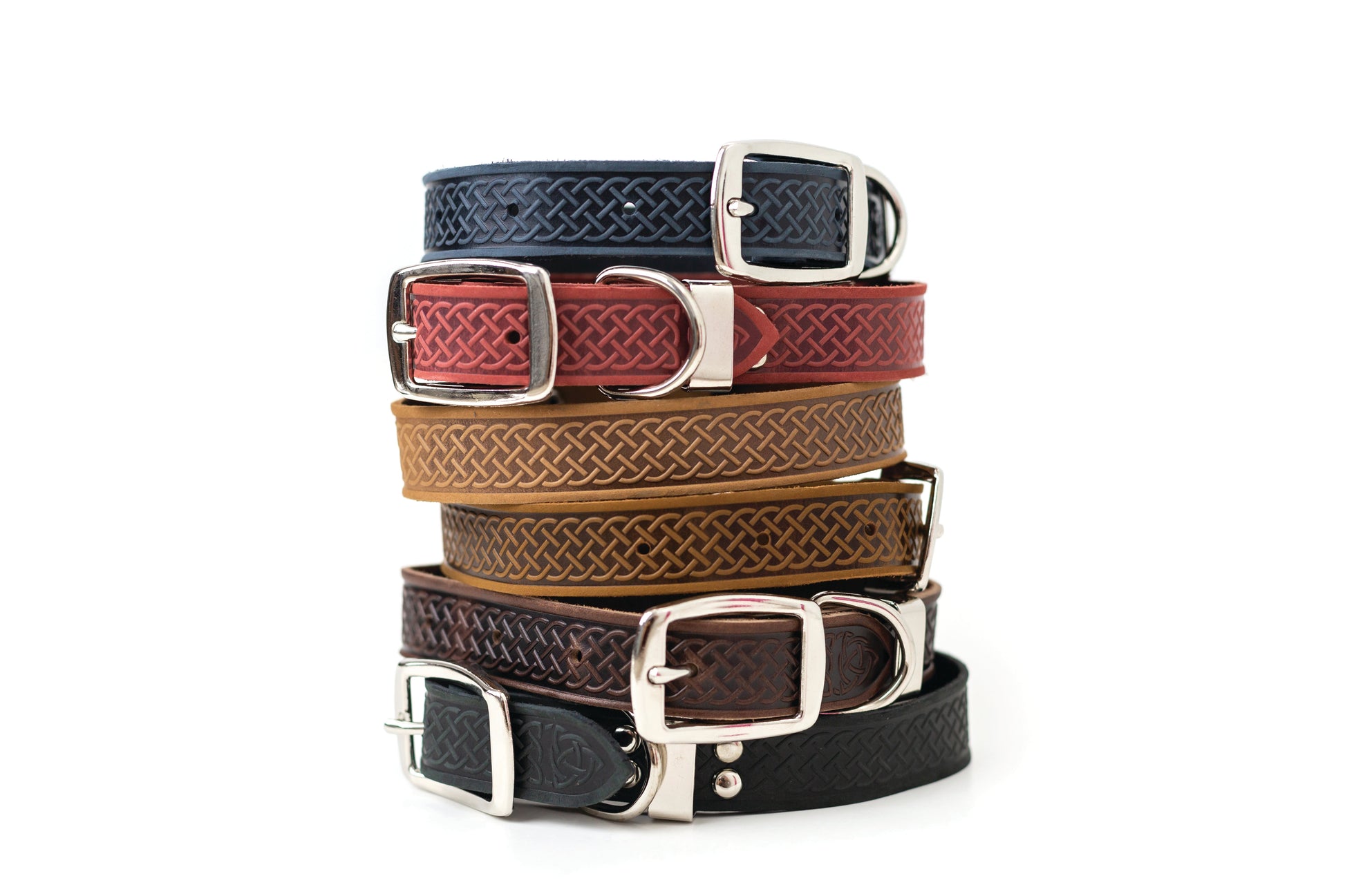 Celtic Double Buckle Style Leather Dog Collar - Boske.store
