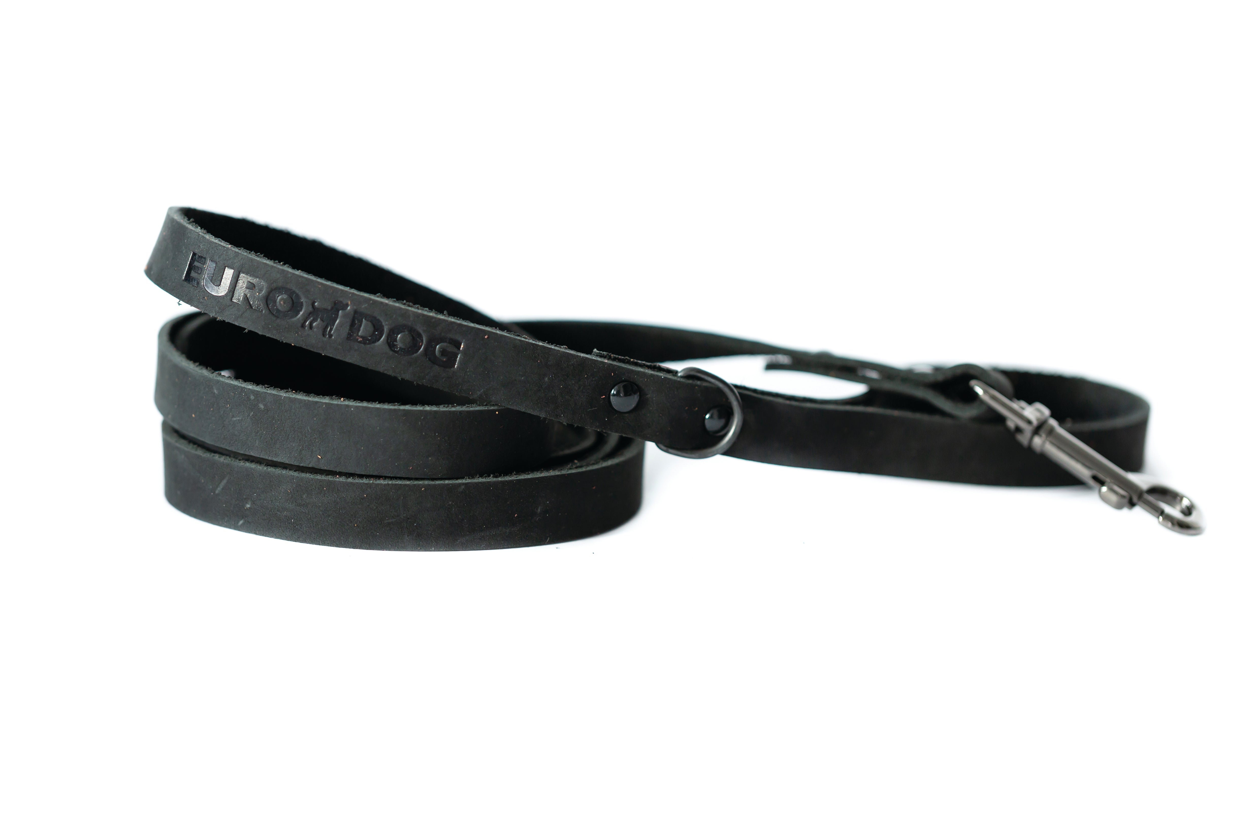 Sport Style Midnight Black Leather Leash - Boske.store