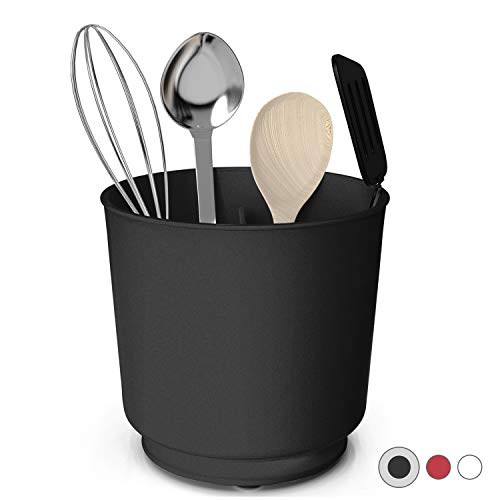 Cooler Kitchen Extra Large and Sturdy Rotating Utensil Holder Caddy with No - Tip Weighted Base, Removable Divider, and Gripped Insert | Rust Proof and Dishwasher Safe - Boske.store