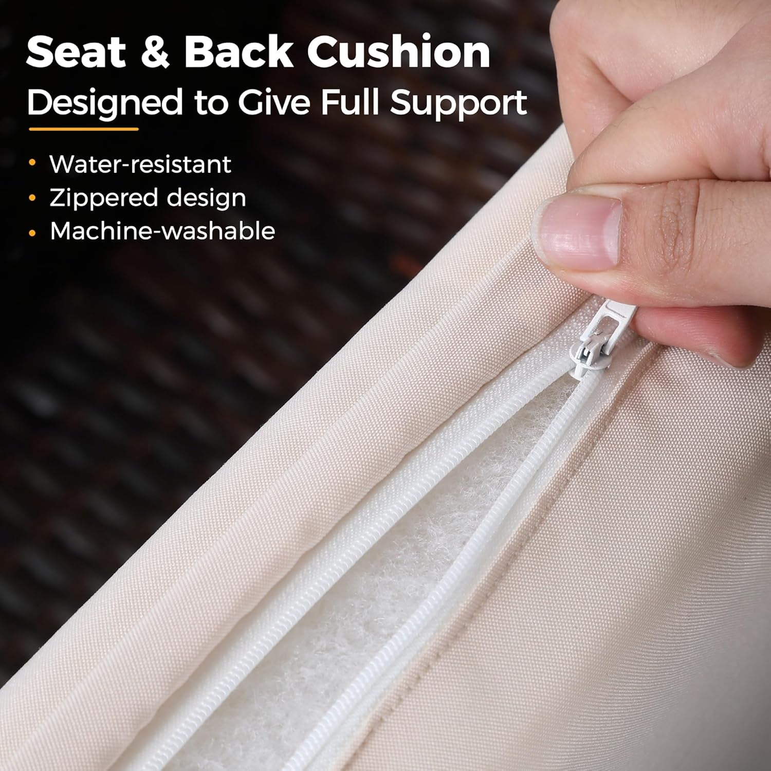 4 Piece Outdoor Wicker Patio Furniture Set Brown Cushions