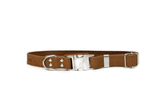 Modern Style Quick - Release Earth Brown Leather Dog Collar - Boske.store