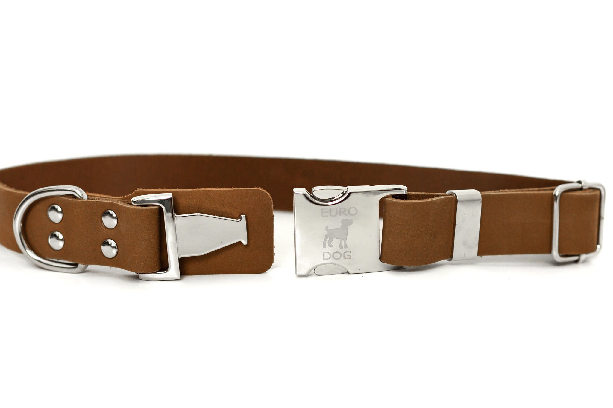 Modern Style Quick - Release Earth Brown Leather Dog Collar - Boske.store