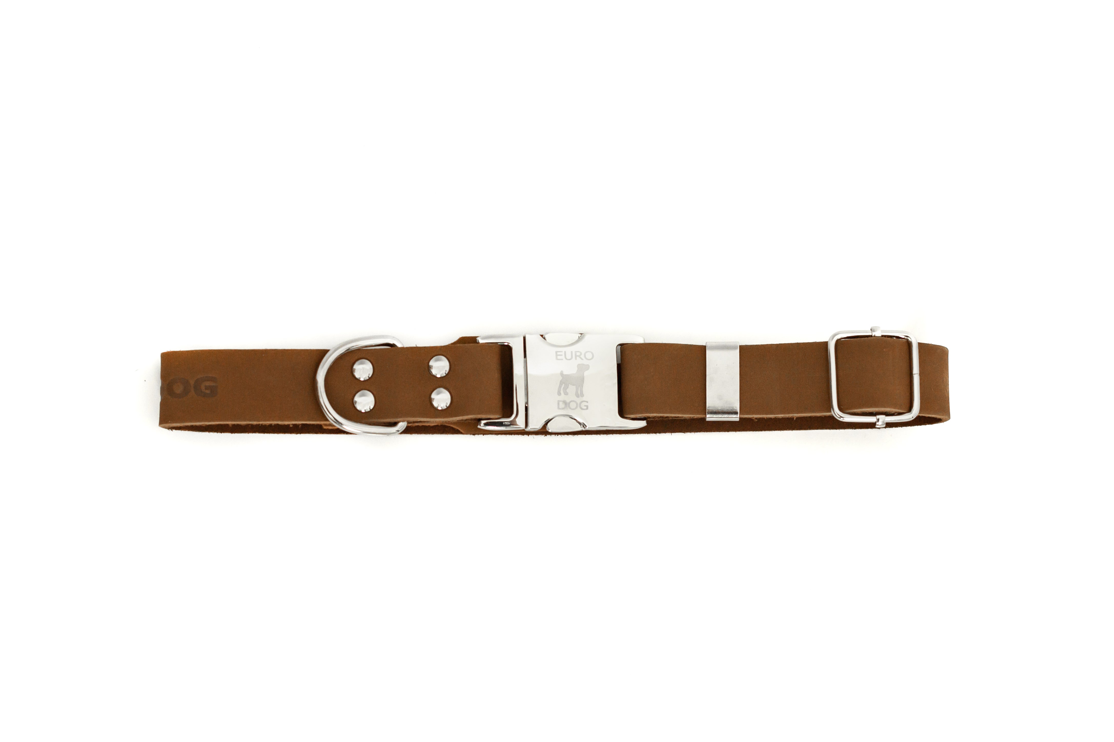 Modern Style Quick - Release Earth Brown Leather Dog Collar - Boske.store