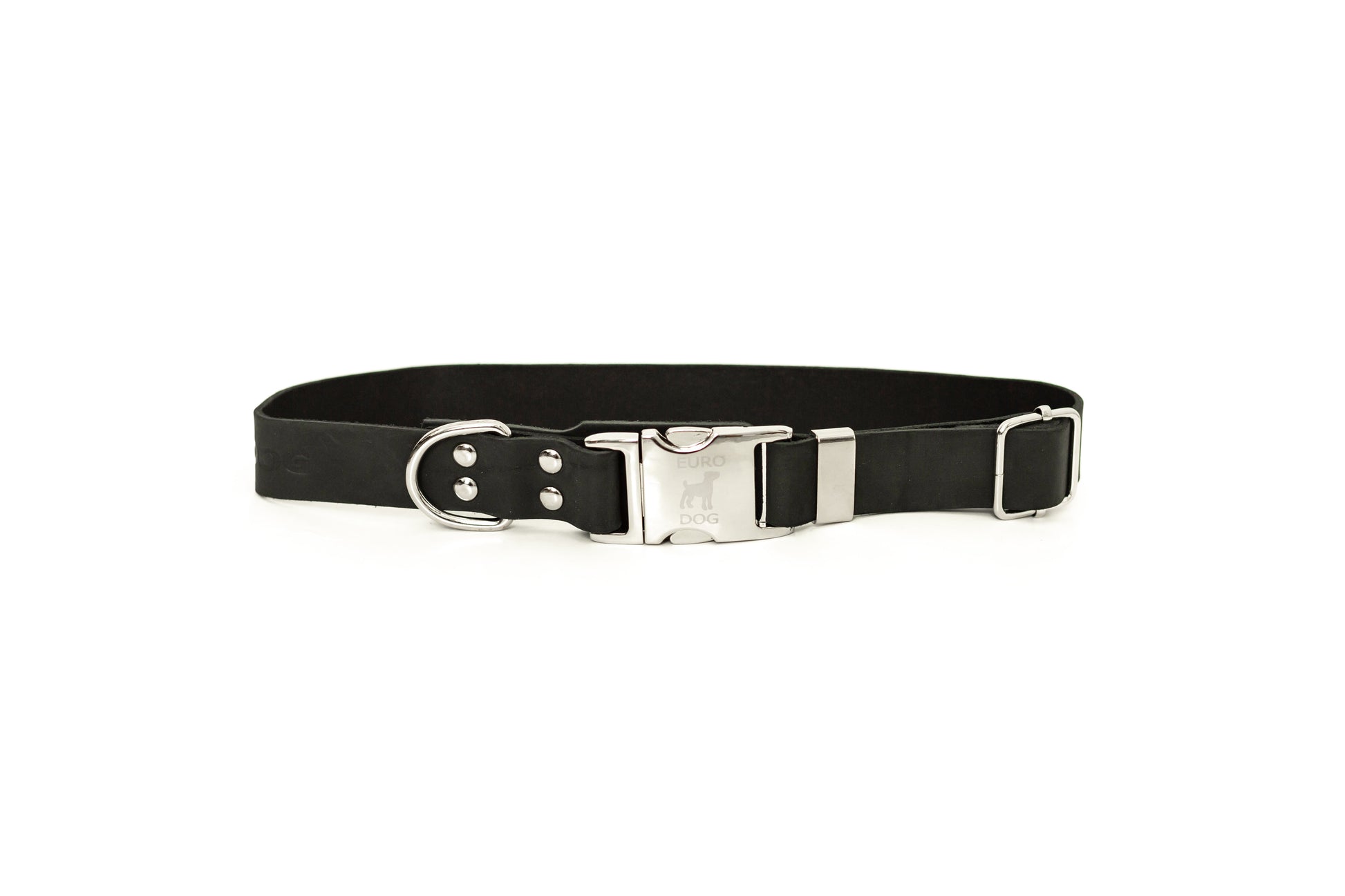 Modern Style Quick - Release Midnight Black Leather Dog Collar - Boske.store