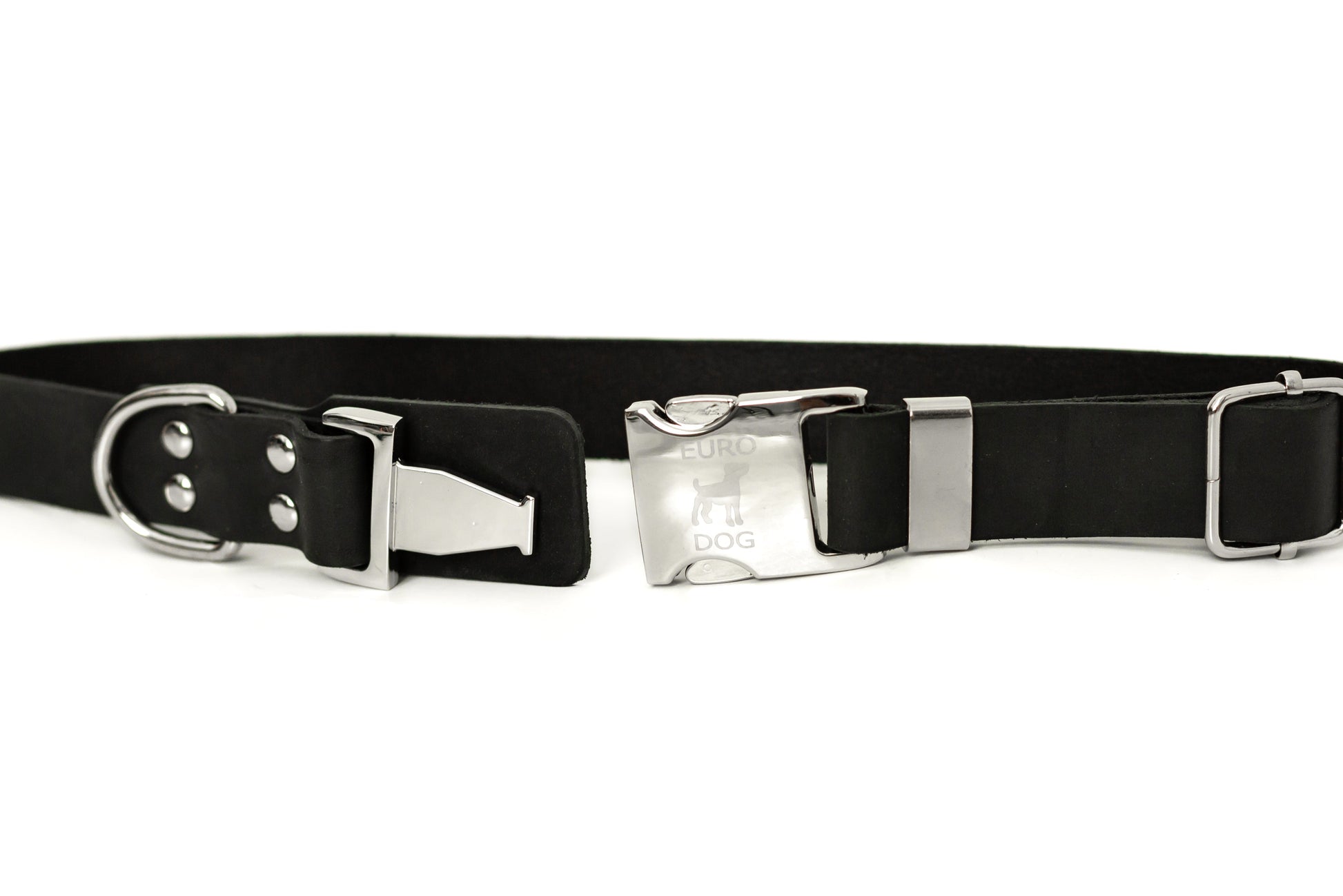 Modern Style Quick - Release Midnight Black Leather Dog Collar - Boske.store