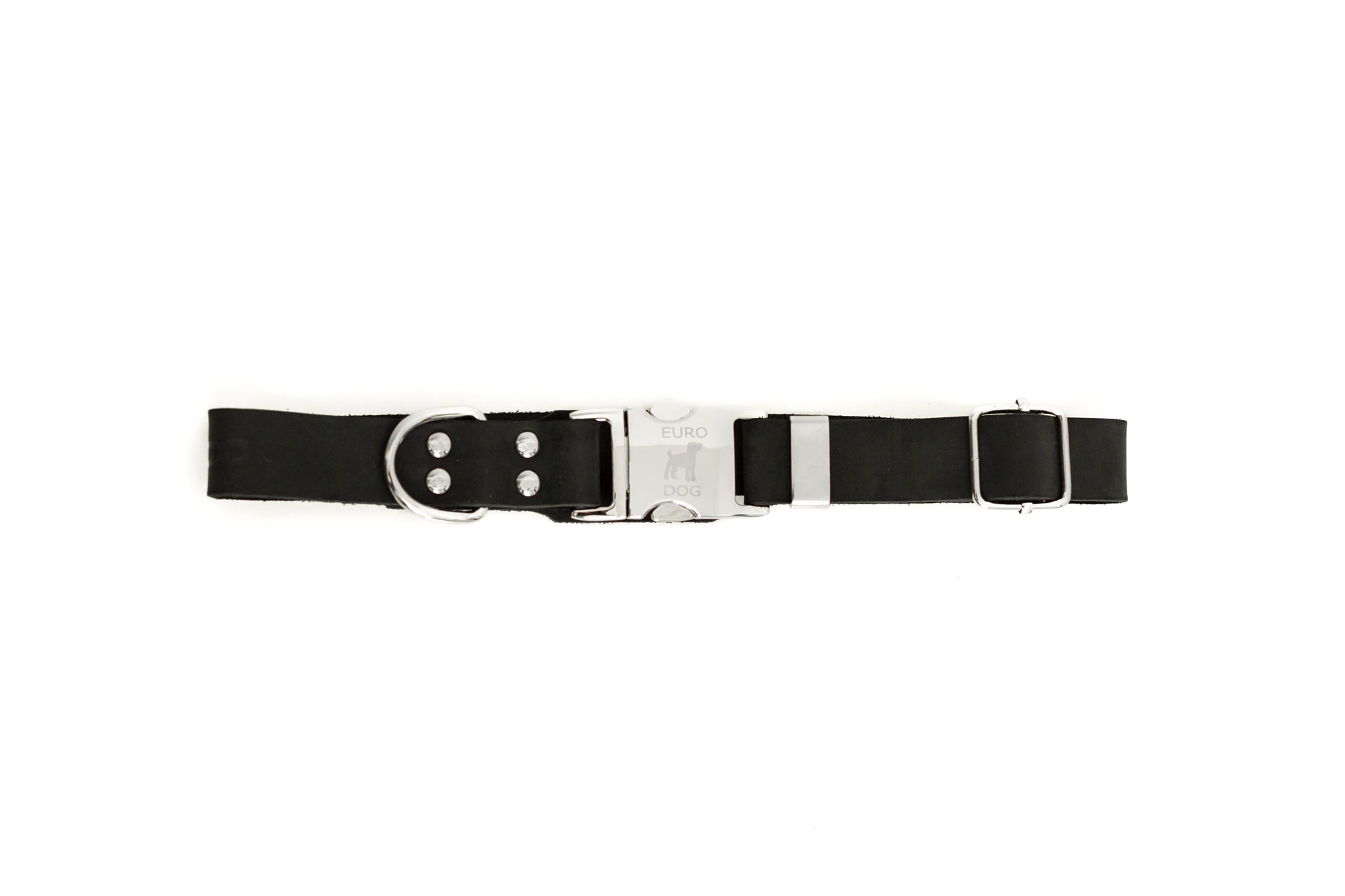 Modern Style Quick - Release Midnight Black Leather Dog Collar - Boske.store