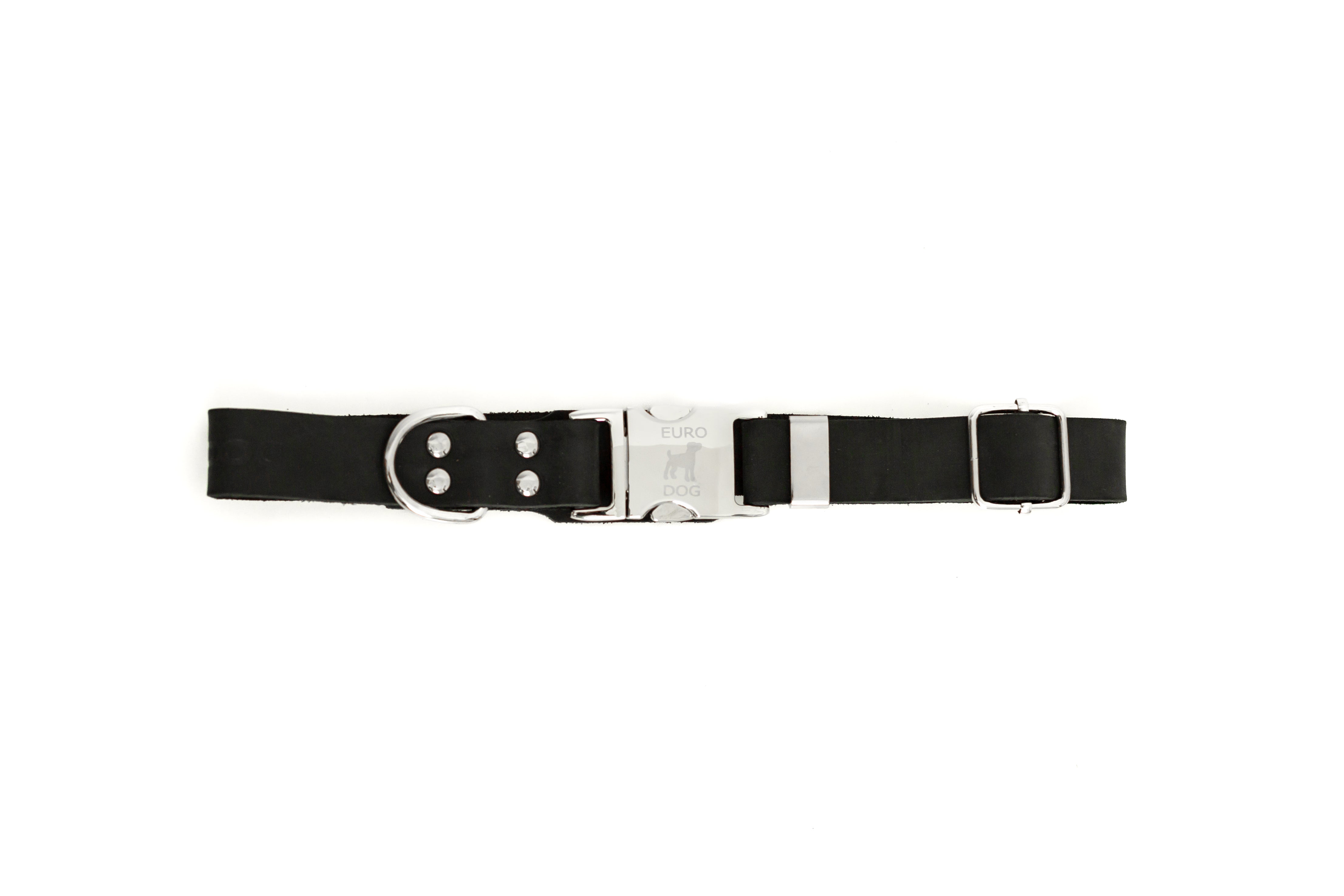 Modern Style Quick - Release Midnight Black Leather Dog Collar - Boske.store