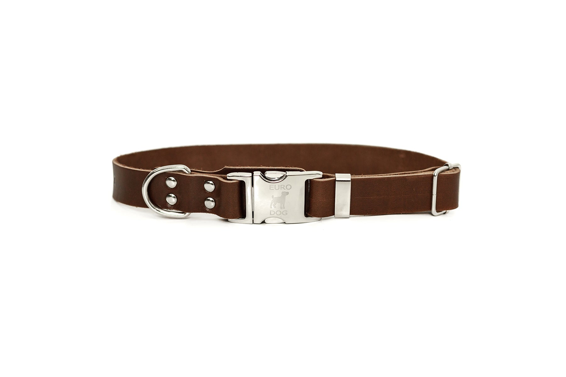 Modern Style Quick - Release Chocolate Leather Dog Collar - Boske.store