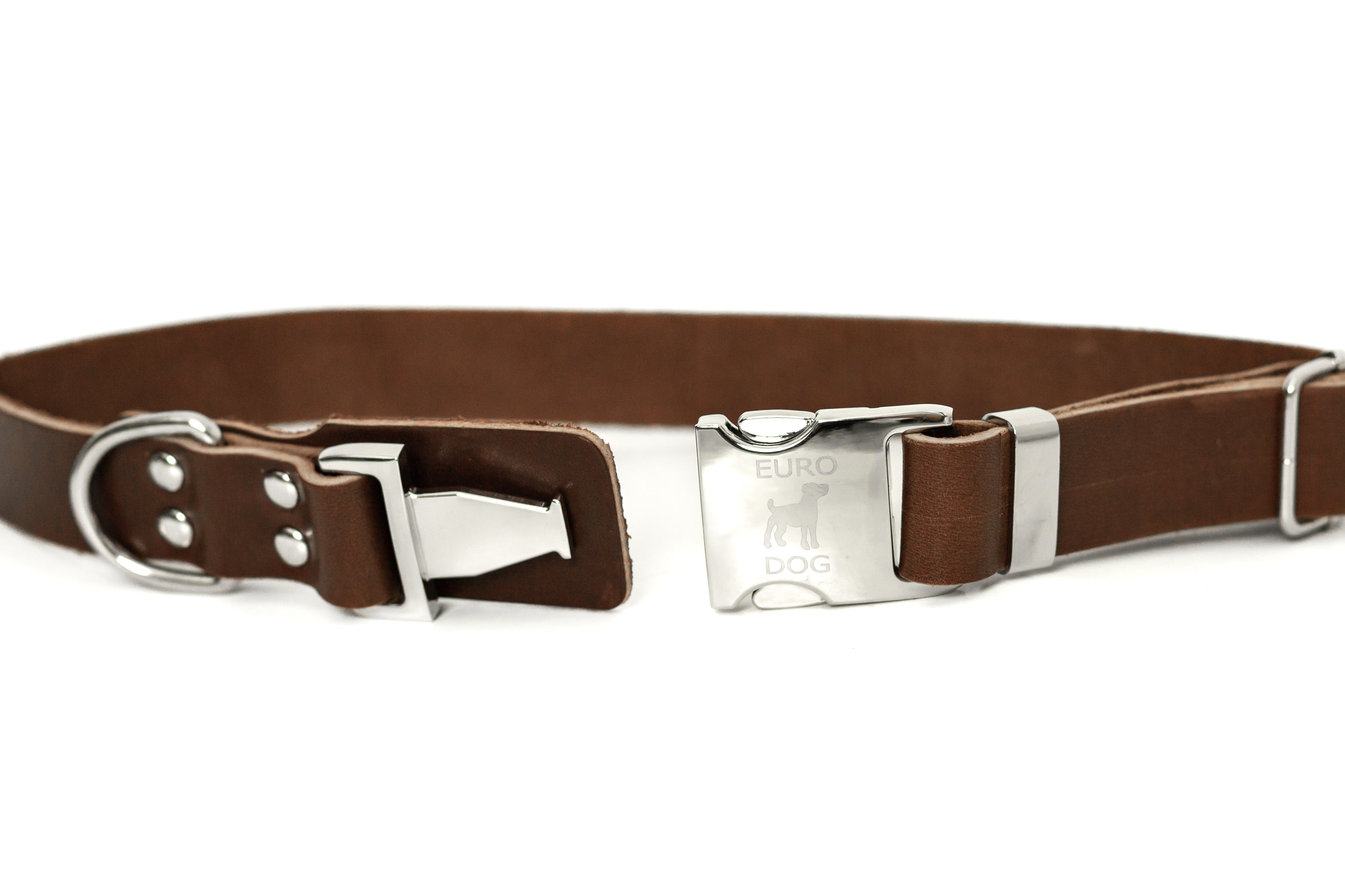 Modern Style Quick - Release Chocolate Leather Dog Collar - Boske.store