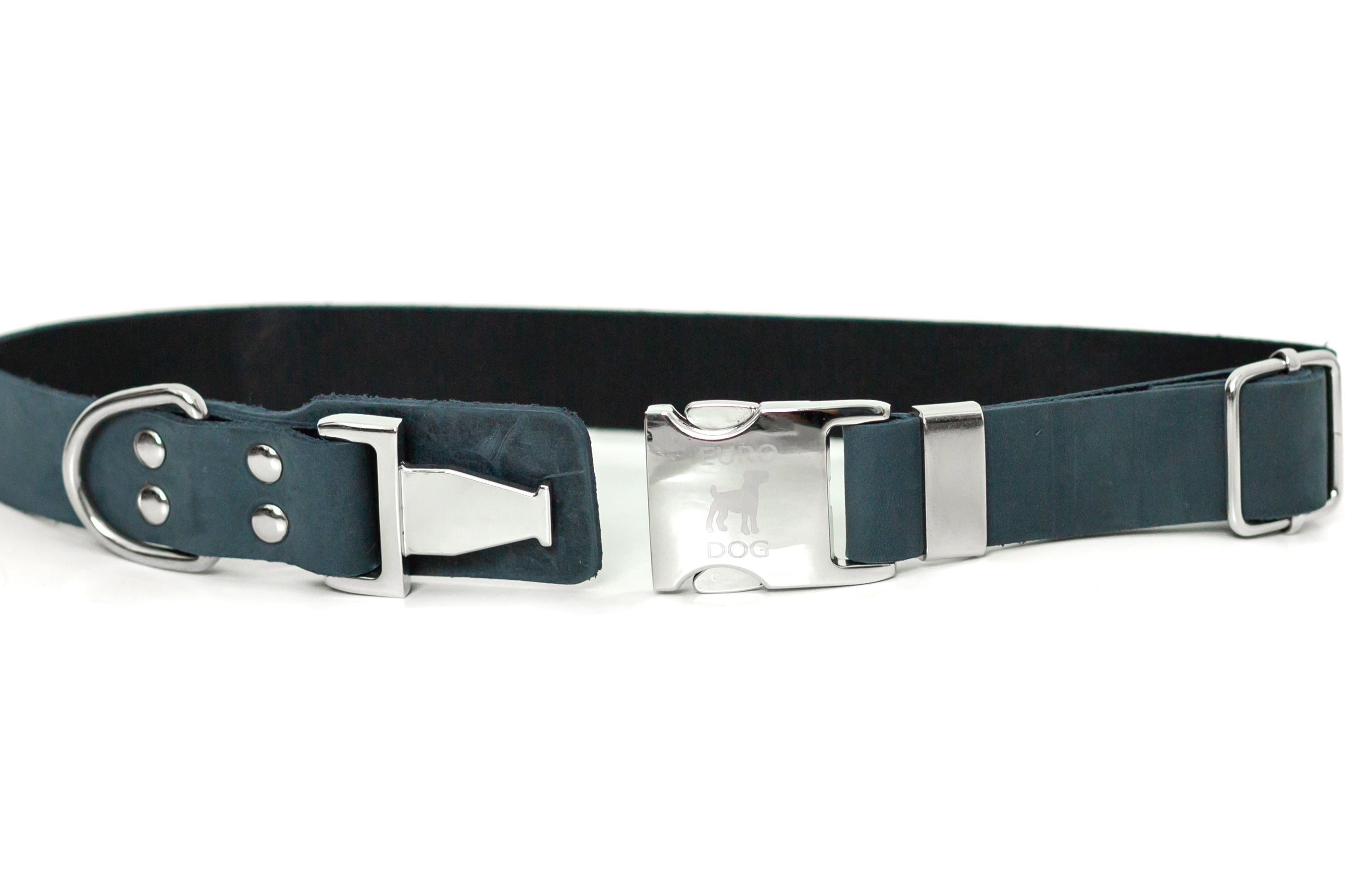 Modern Style Quick - Release Blue Jeans Leather Dog Collar - Boske.store