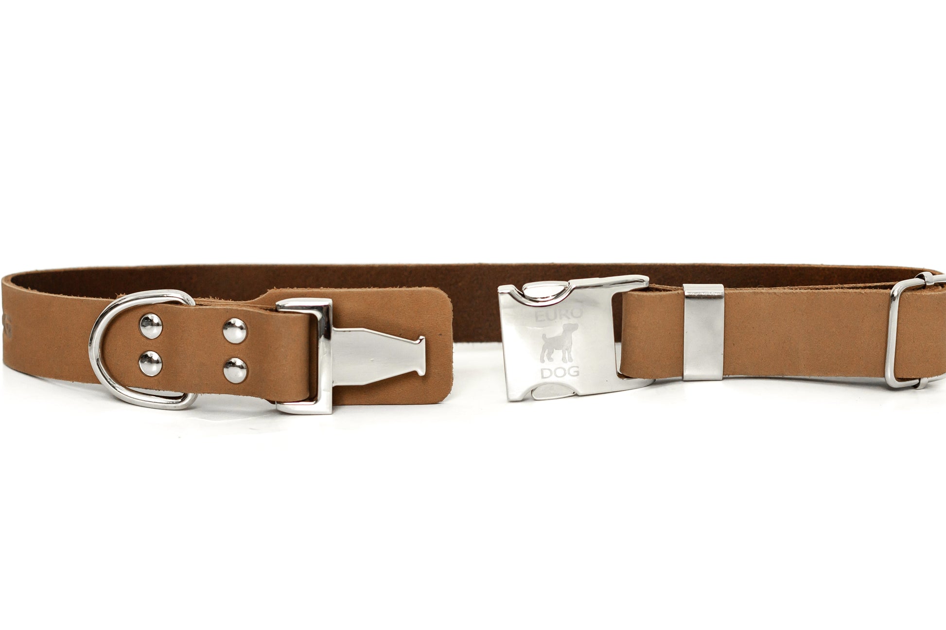 Modern Style Quick - Release Khaki Leather Dog Collar - Boske.store