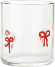 Red Bowtie Tumbler | Clear Water or Juice Glasses | Set of 2 - Boske.store