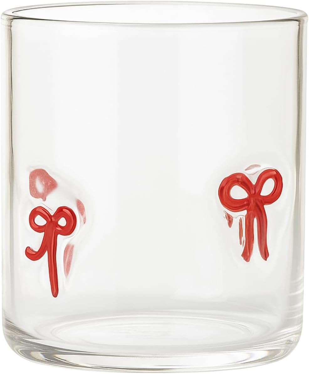 Red Bowtie Tumbler | Clear Water or Juice Glasses | Set of 2 - Boske.store