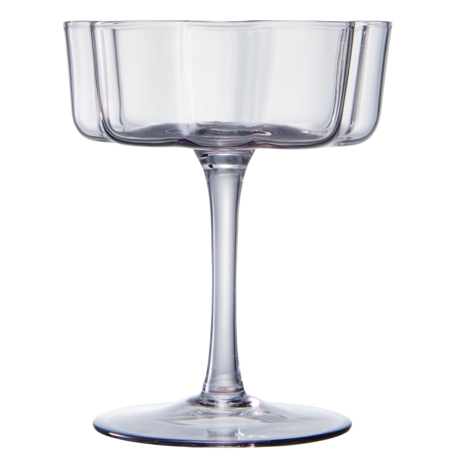 Flower Wave Coupe Cocktail Colored Glasses | Set of 2 | Grey - Boske.store