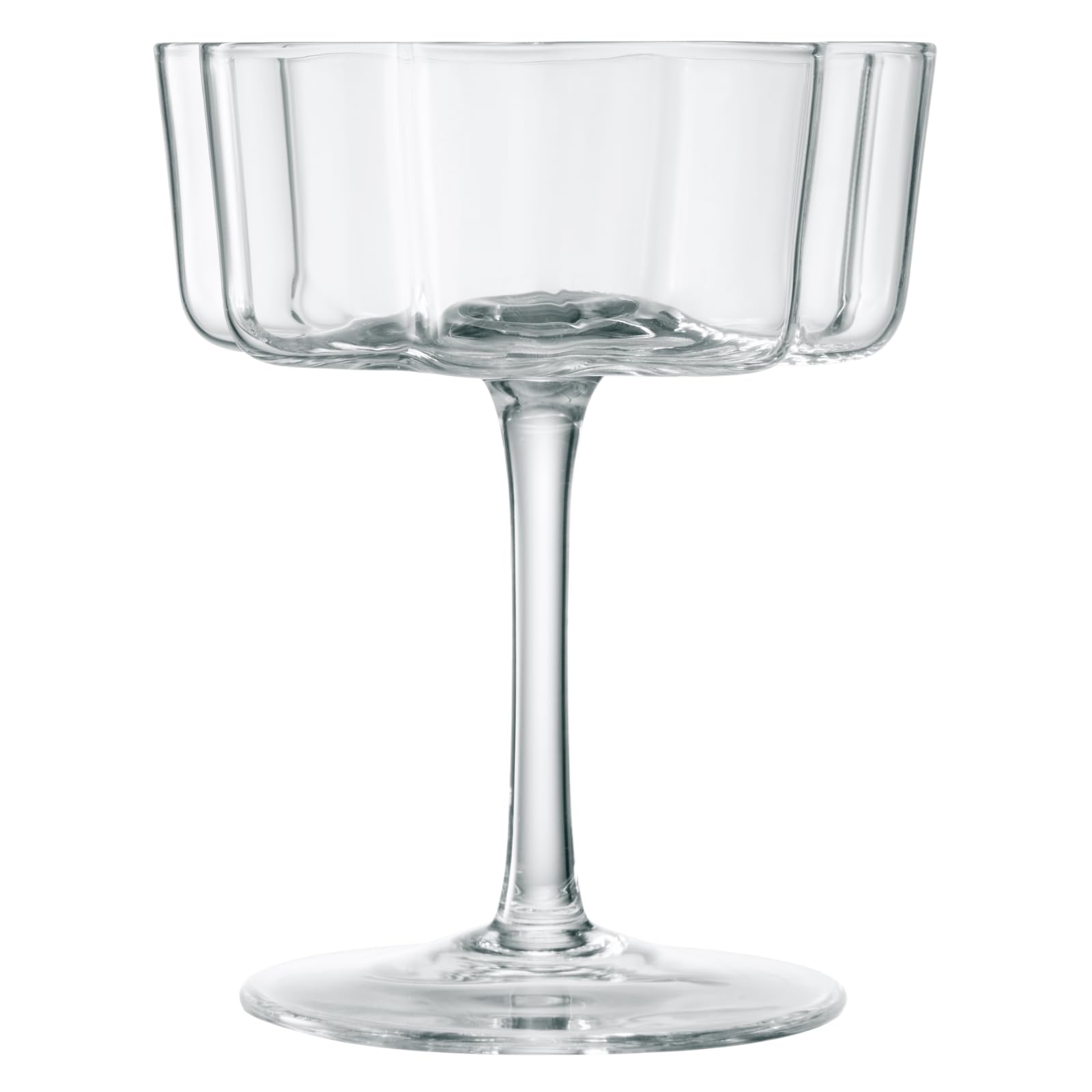 Flower Wave Coupe Cocktail Colored Glass | Set of 2 | Clear - Boske.store