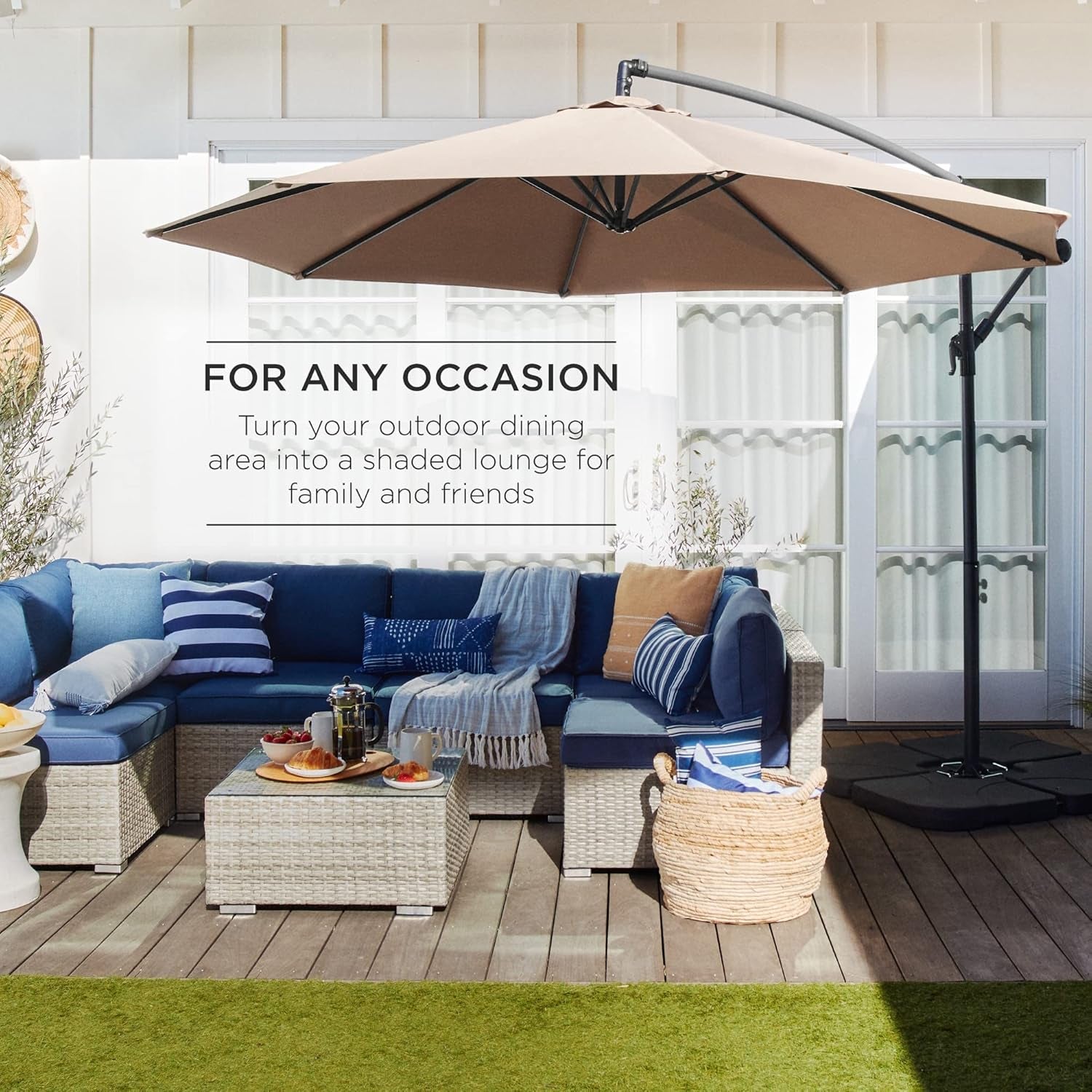 10 Ft Offset Patio Umbrella With Easy Tilt Adjustment And 8 Ribs